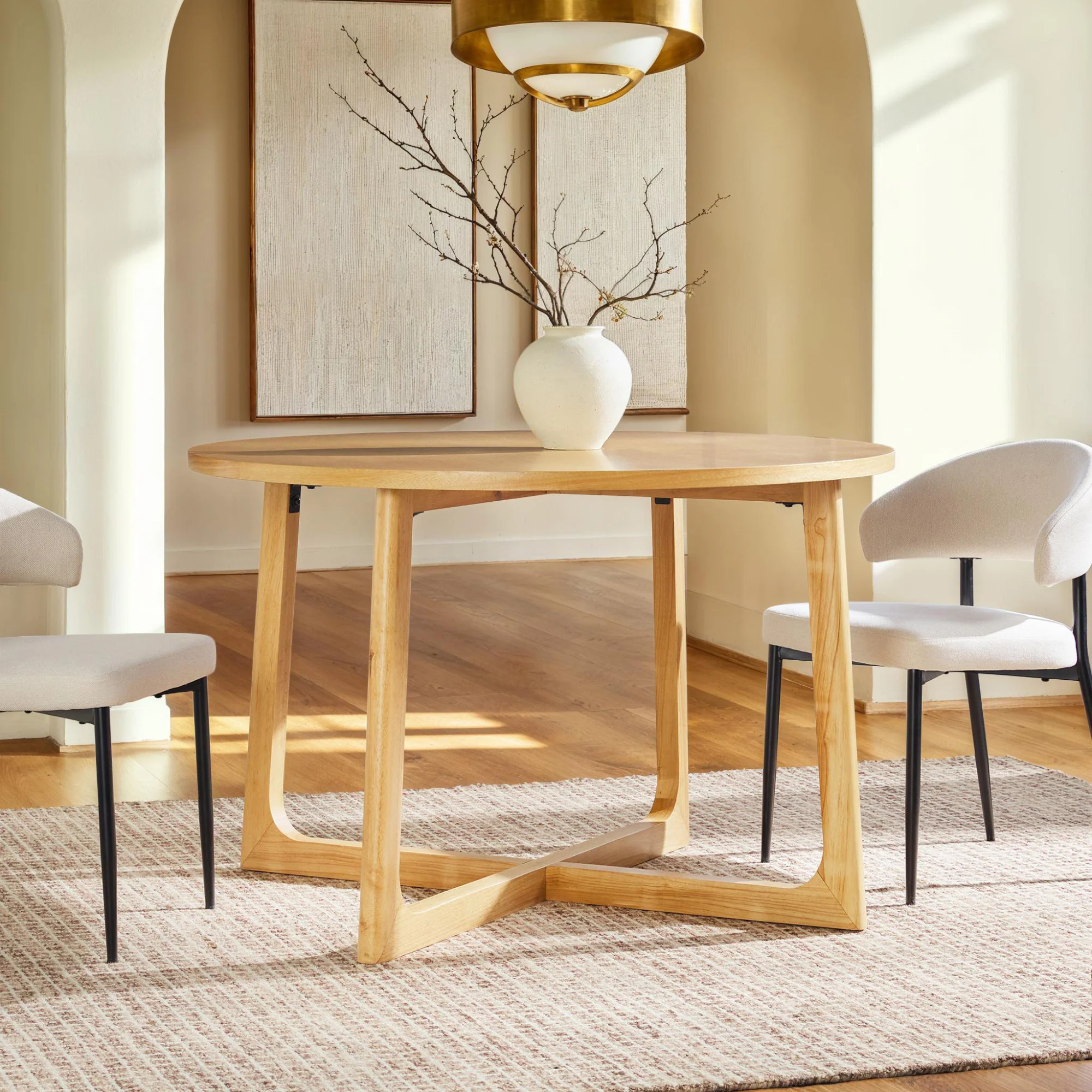Ezra Modern Solid Wood Round Dining Table for 4