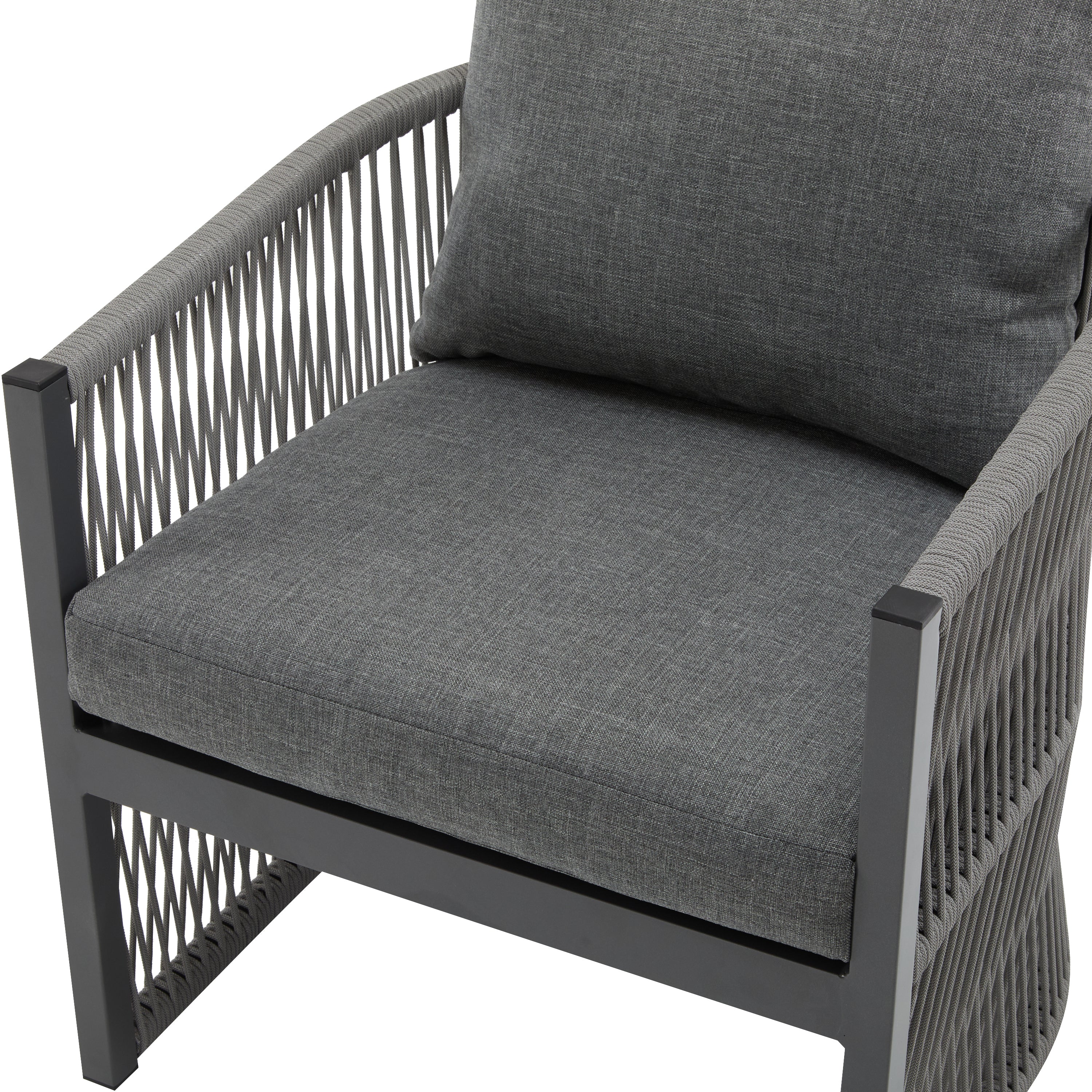 Walker Edison | Stylish Rope-Weave Gray Curved Outdoor Chairs Set of 2