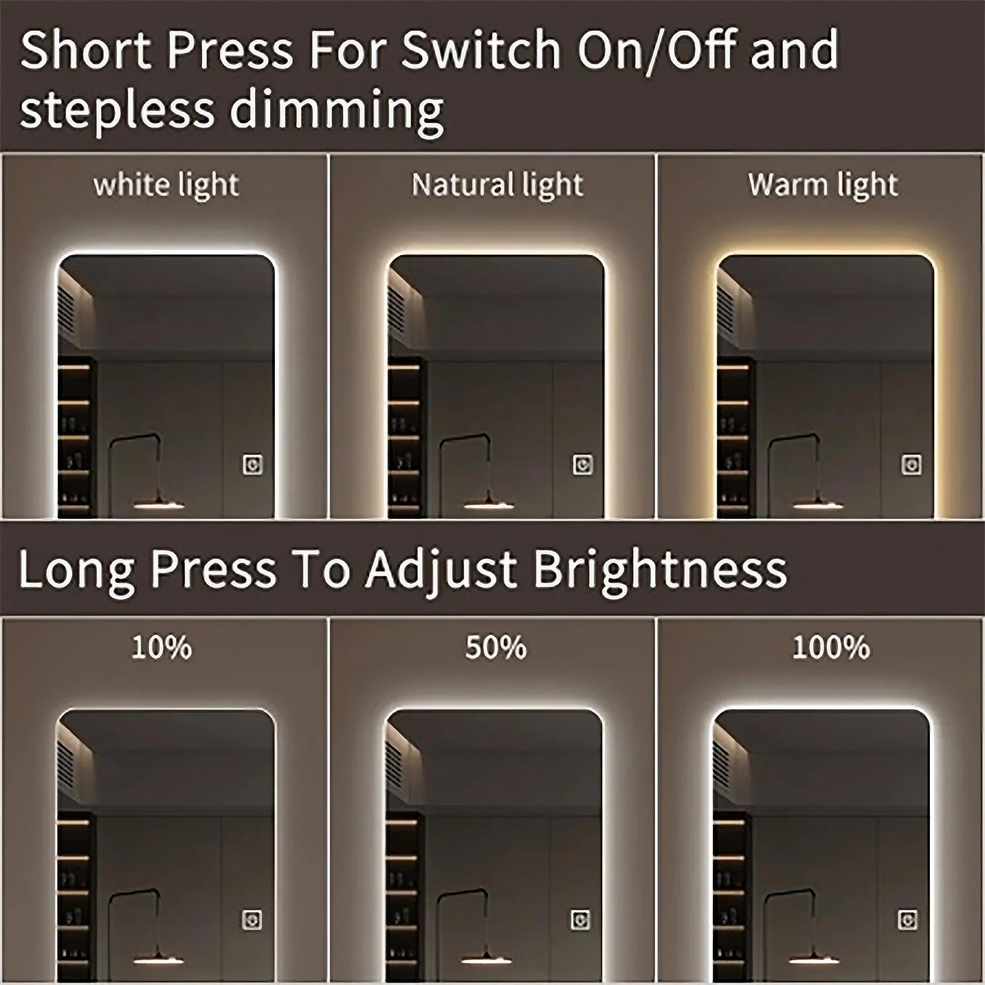 Walker Edison | LED Light Full Length Floor Mirror 64x21 Inches