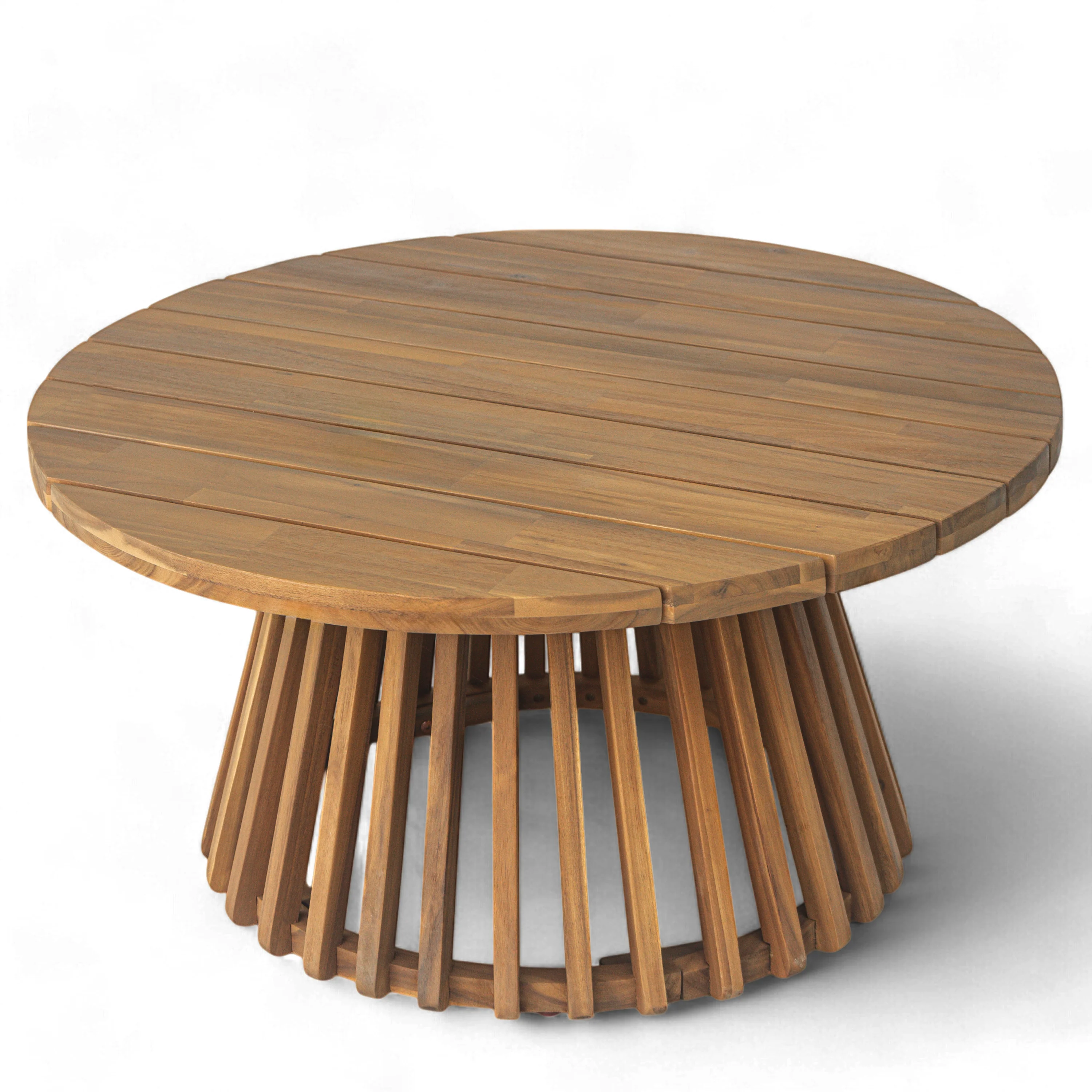 Walker Edison | Outdoor 3 Piece Teak Deep Seat Daybed Sofa with Coffee Table