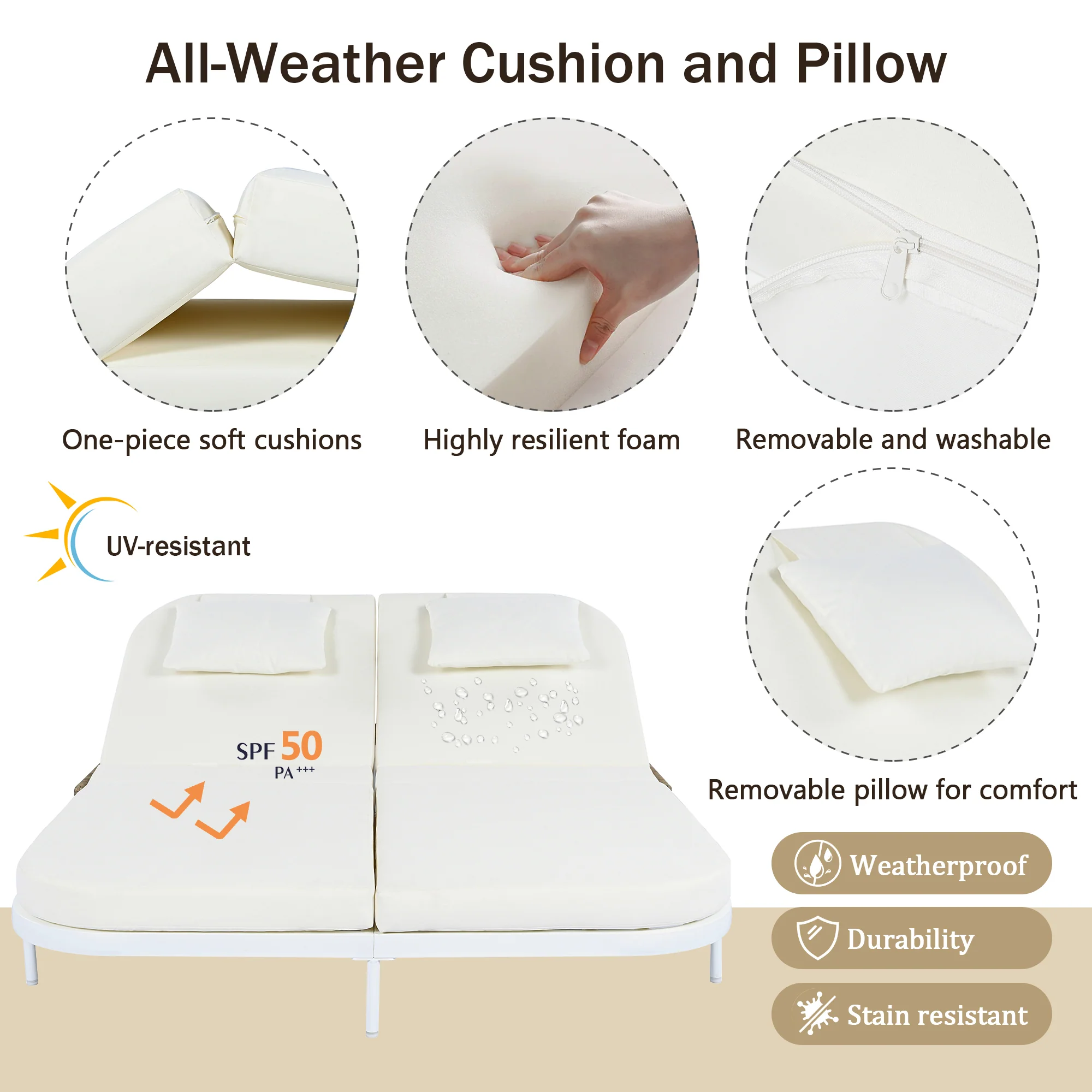 Walker Edison | Minimalist Outdoor Patio Rattan Adjustable Daybed