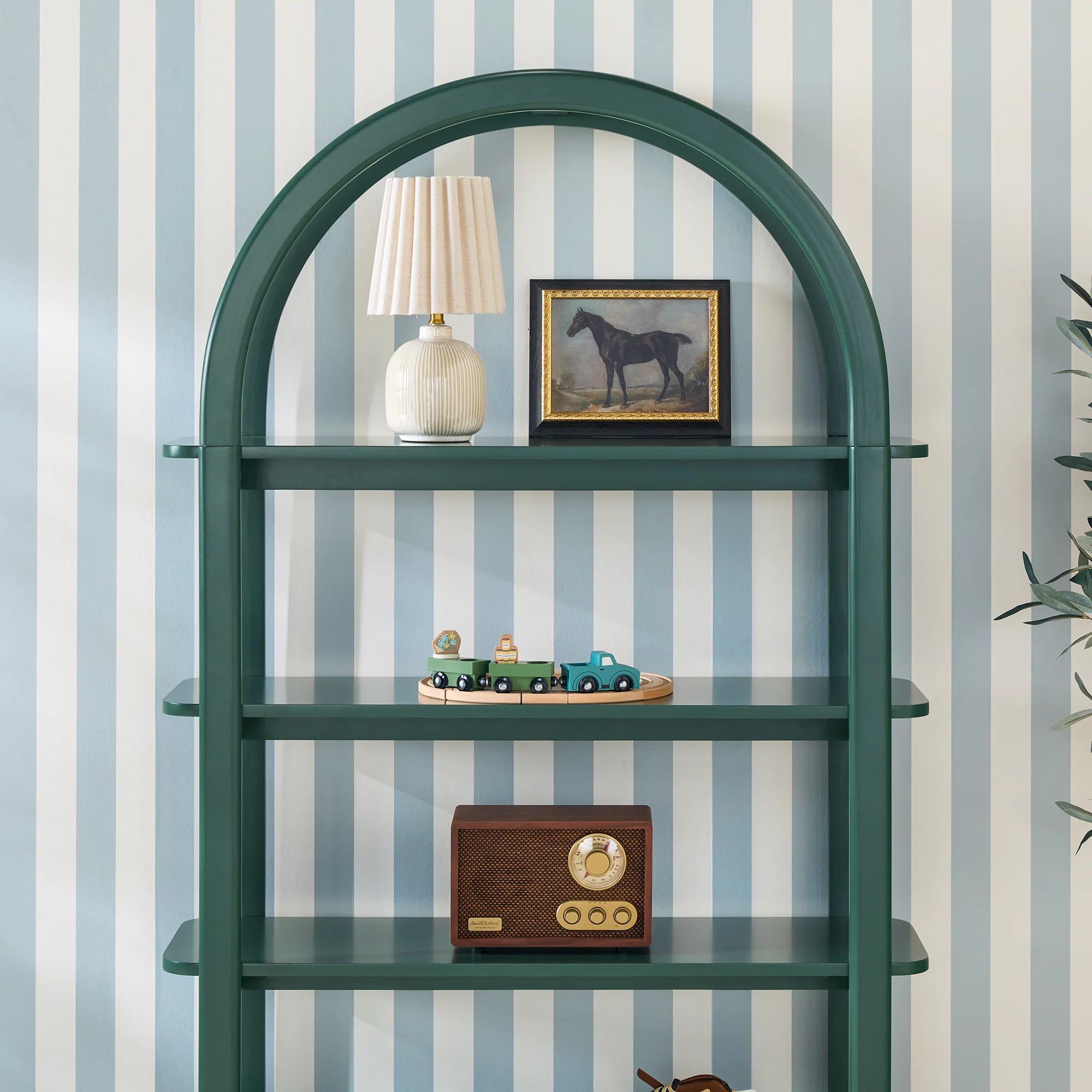 Zoey Modern Arched Wood Storage Bookcase