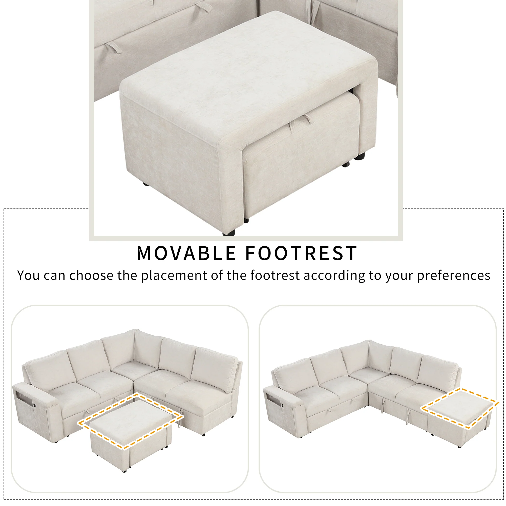 Walker Edison | L-Shaped Modular Sectional Sofa with Storage and USB Ports