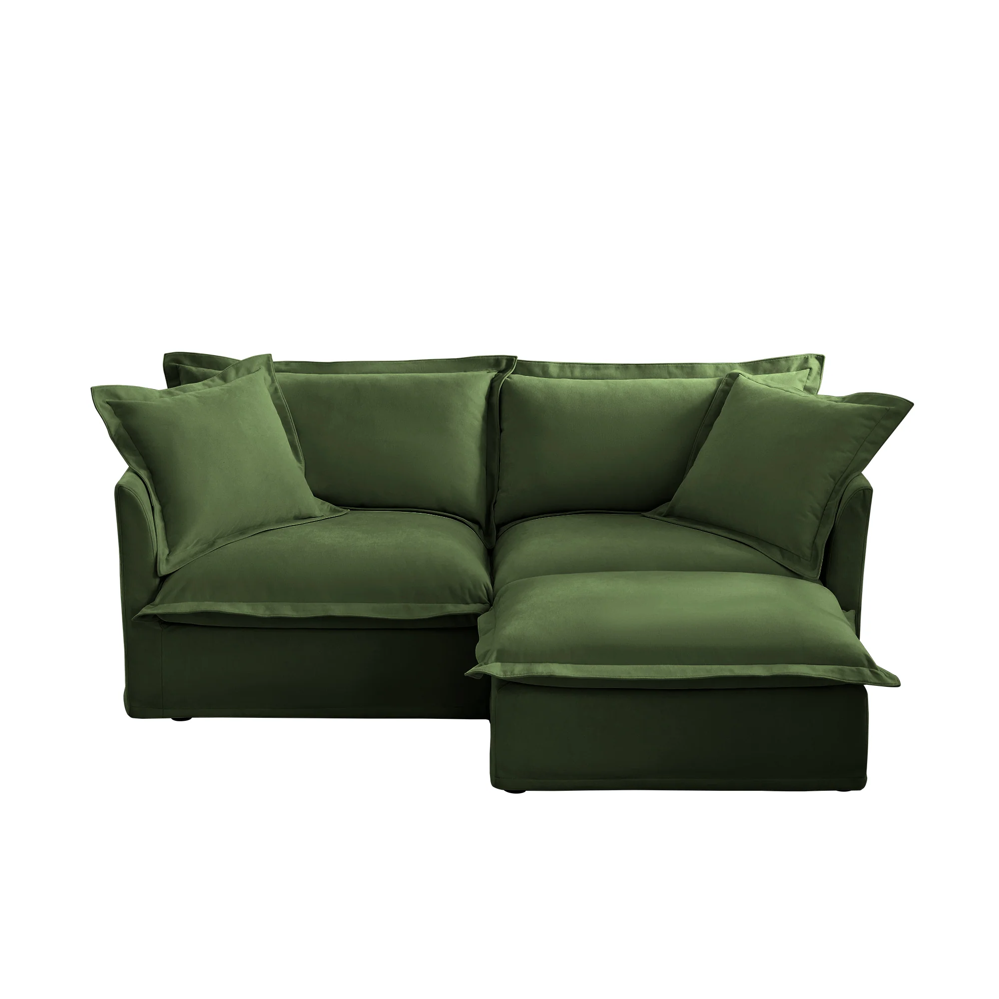 Walker Edison | Cloud Slipcovered Loveseat Sectional with Ottoman