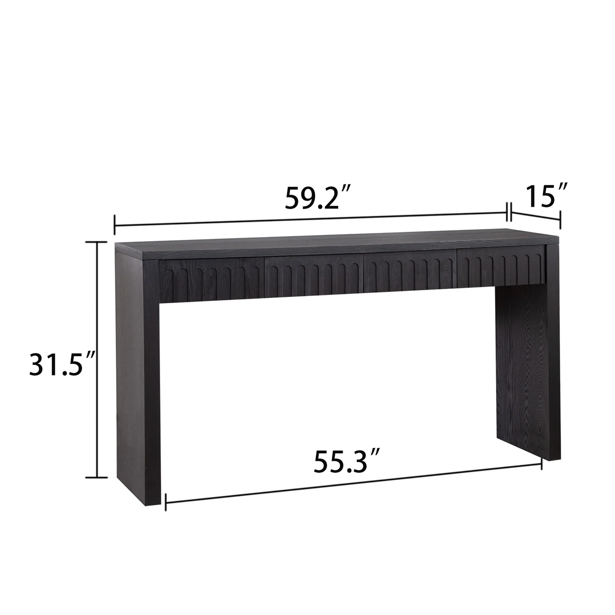 Walker Edison | 59in Modern Black Console Entry Table with Storage