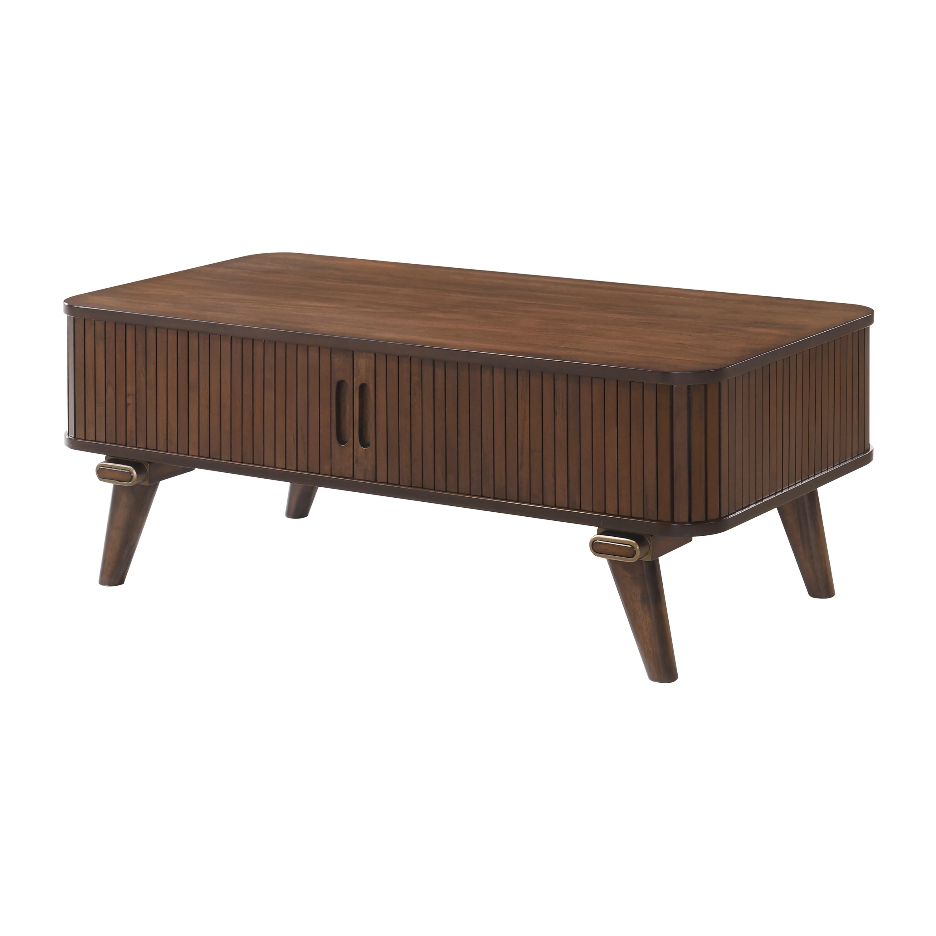 Walker Edison | Minimalist Reeded Storage Coffee Table