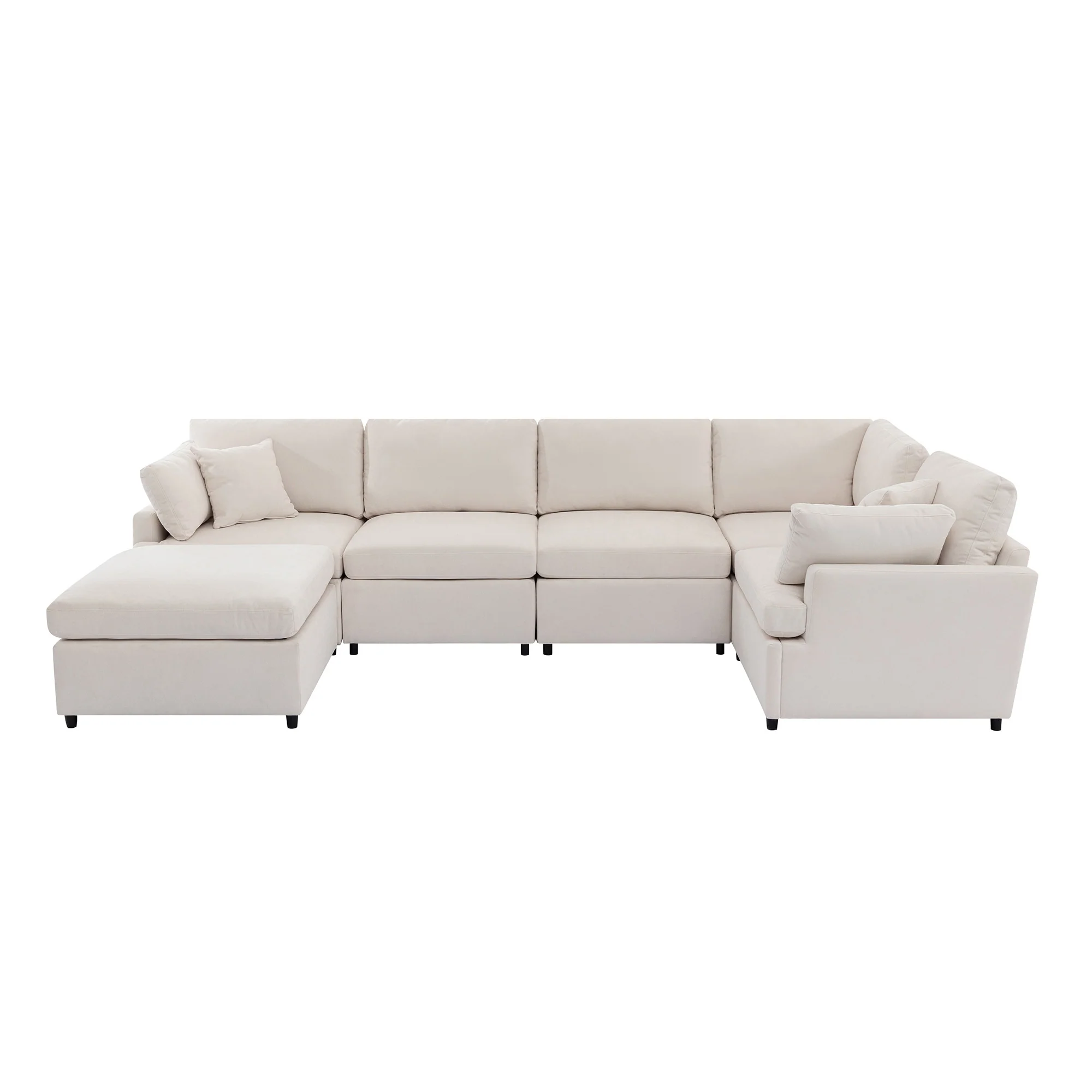 Walker Edison | Classic Modern Modular Sectional Sofa with Ottoman