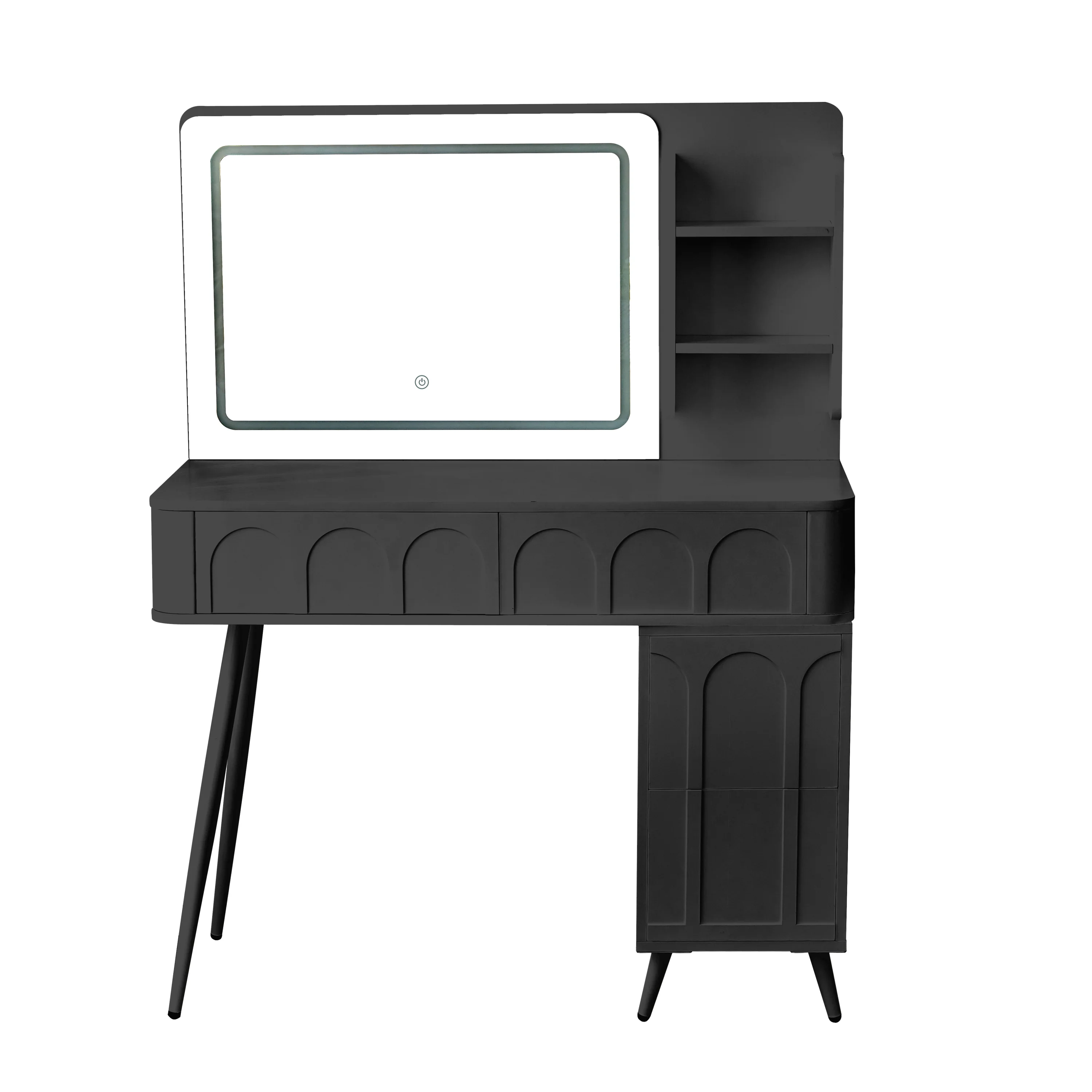 Walker Edison | Modern Makeup Vanity Desk with LED Lights & Mirror