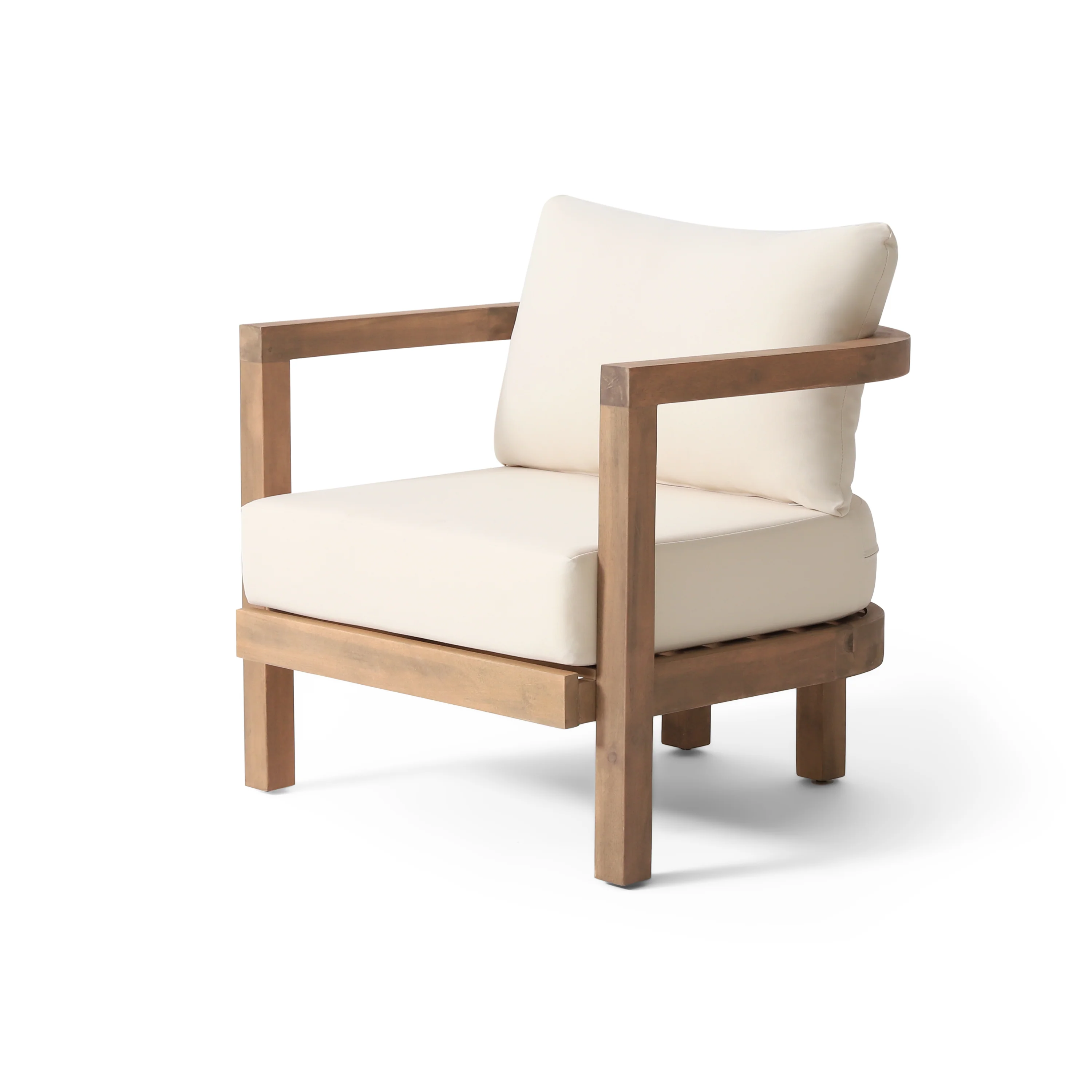 Walker Edison | Modern Outdoor Acacia Wood Patio Club Chair