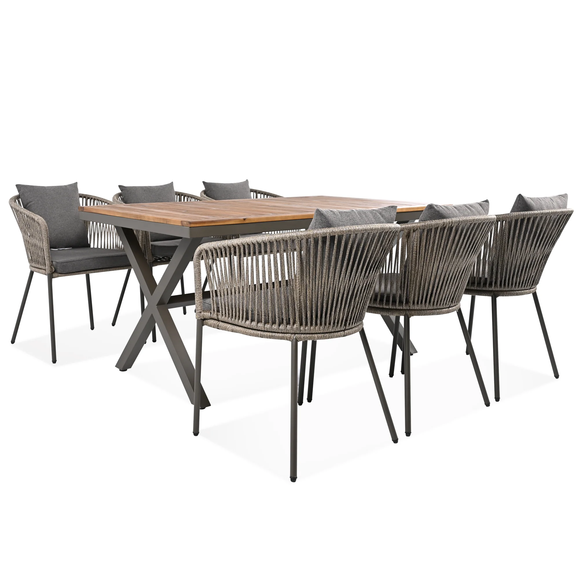 Walker Edison | Rope Modern Design 7 Piece Patio Dining Set