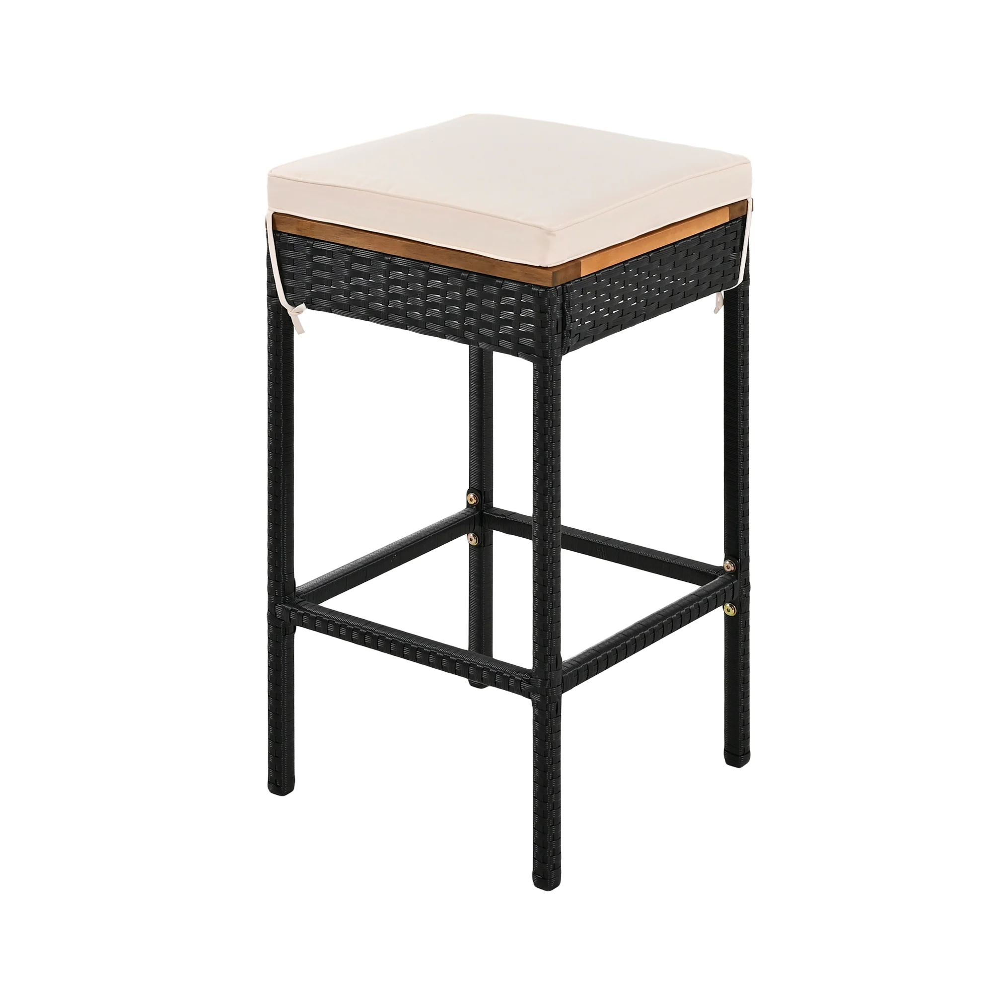 Walker Edison | Outdoor 5-Piece Acacia Wood Bar Height Table And Stool Set
