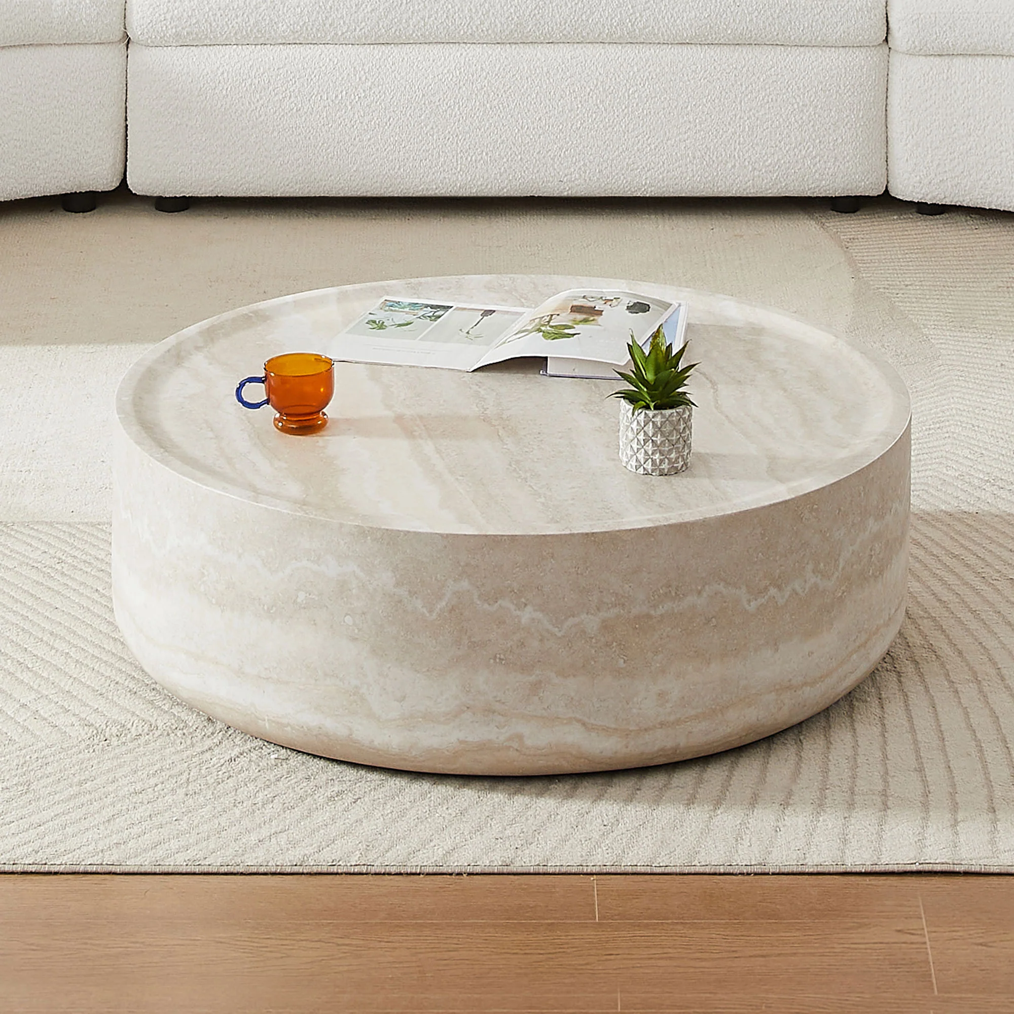 Walker Edison | Faux Marble Pattern Modern Coffee Table