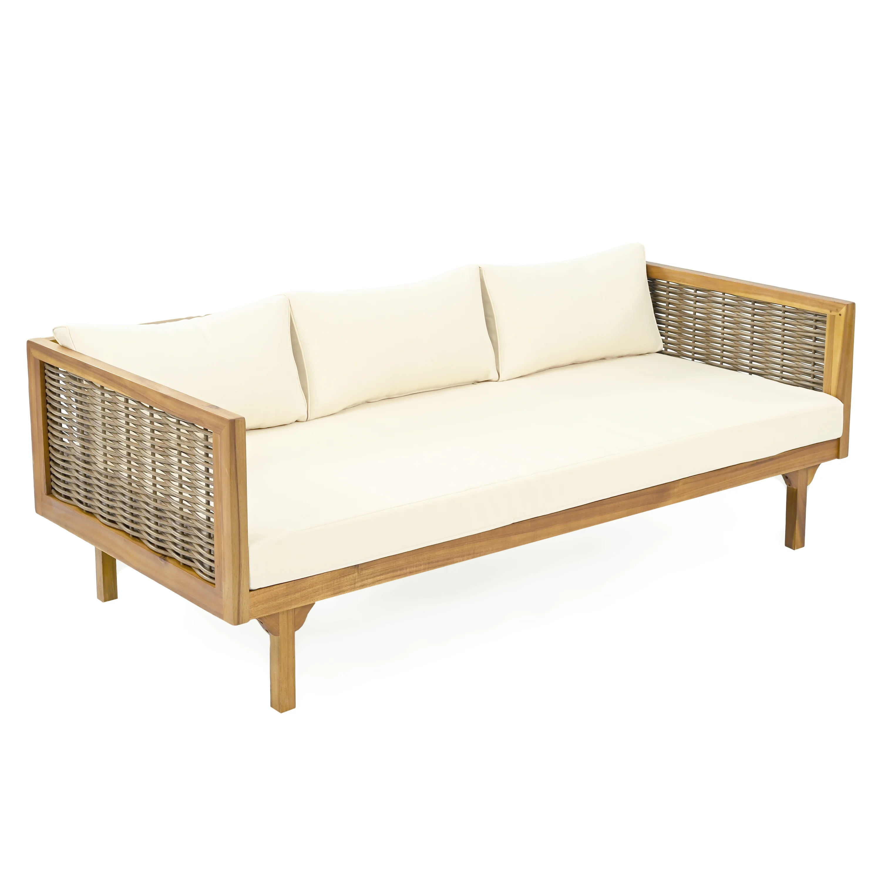 Walker Edison | Outdoor Teak Wood Daybed Sofa