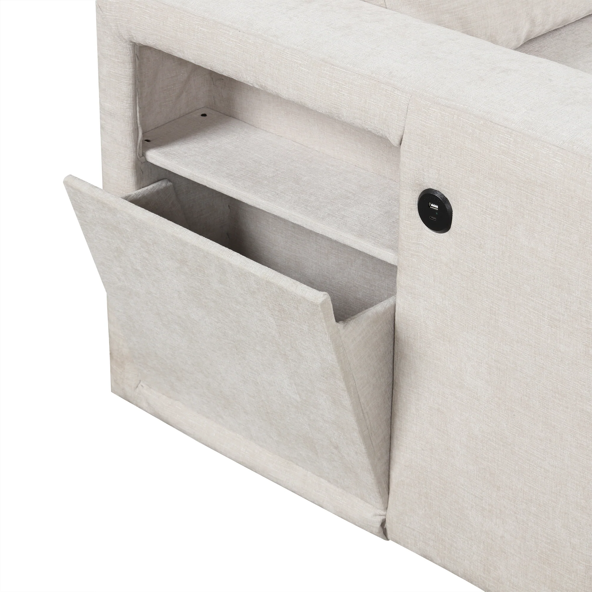 Walker Edison | L-Shaped Modular Sectional Sofa with Storage and USB Ports