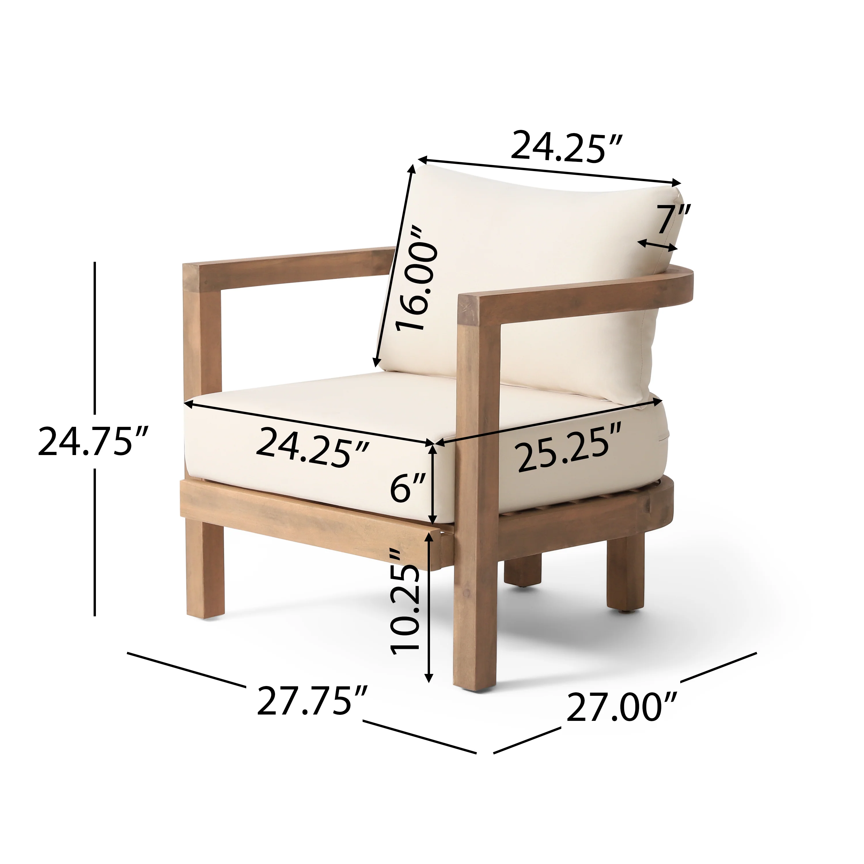 Walker Edison | Modern Outdoor Acacia Wood Patio Club Chair