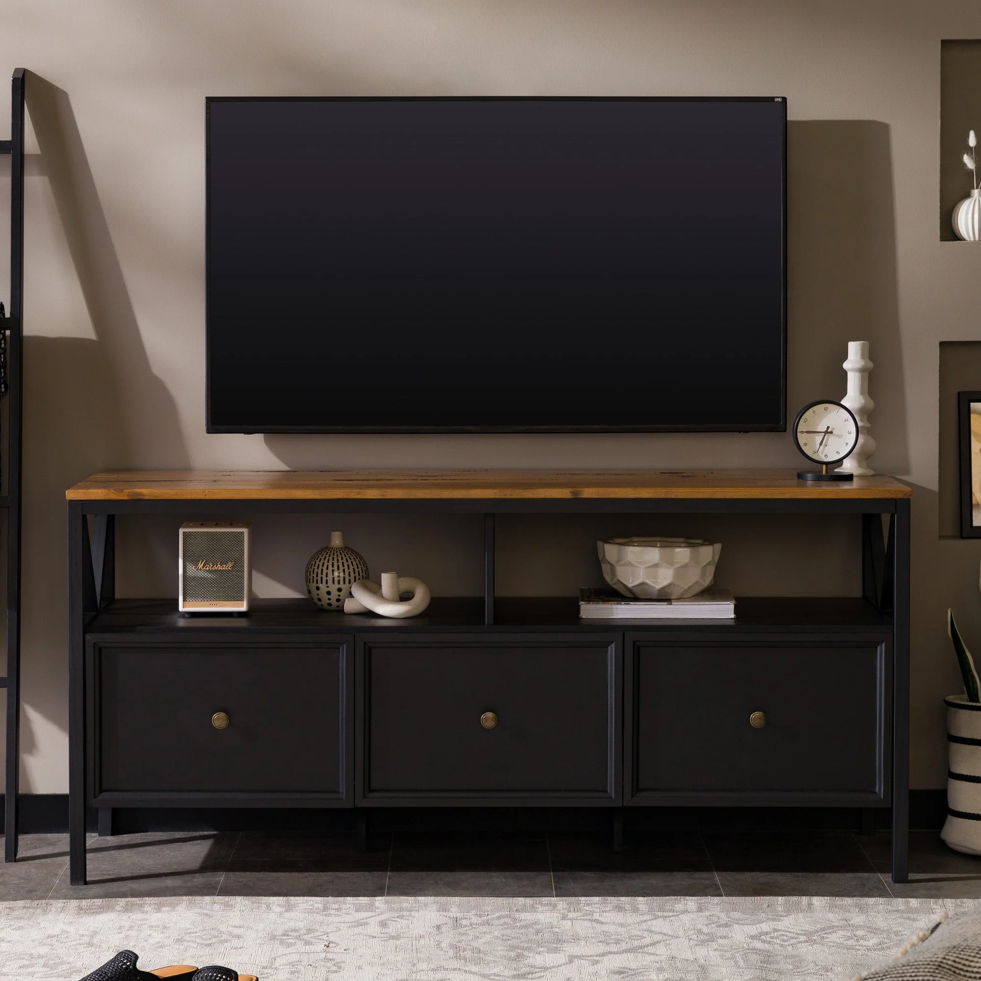 60 Distressed 3-Drawer TV Console