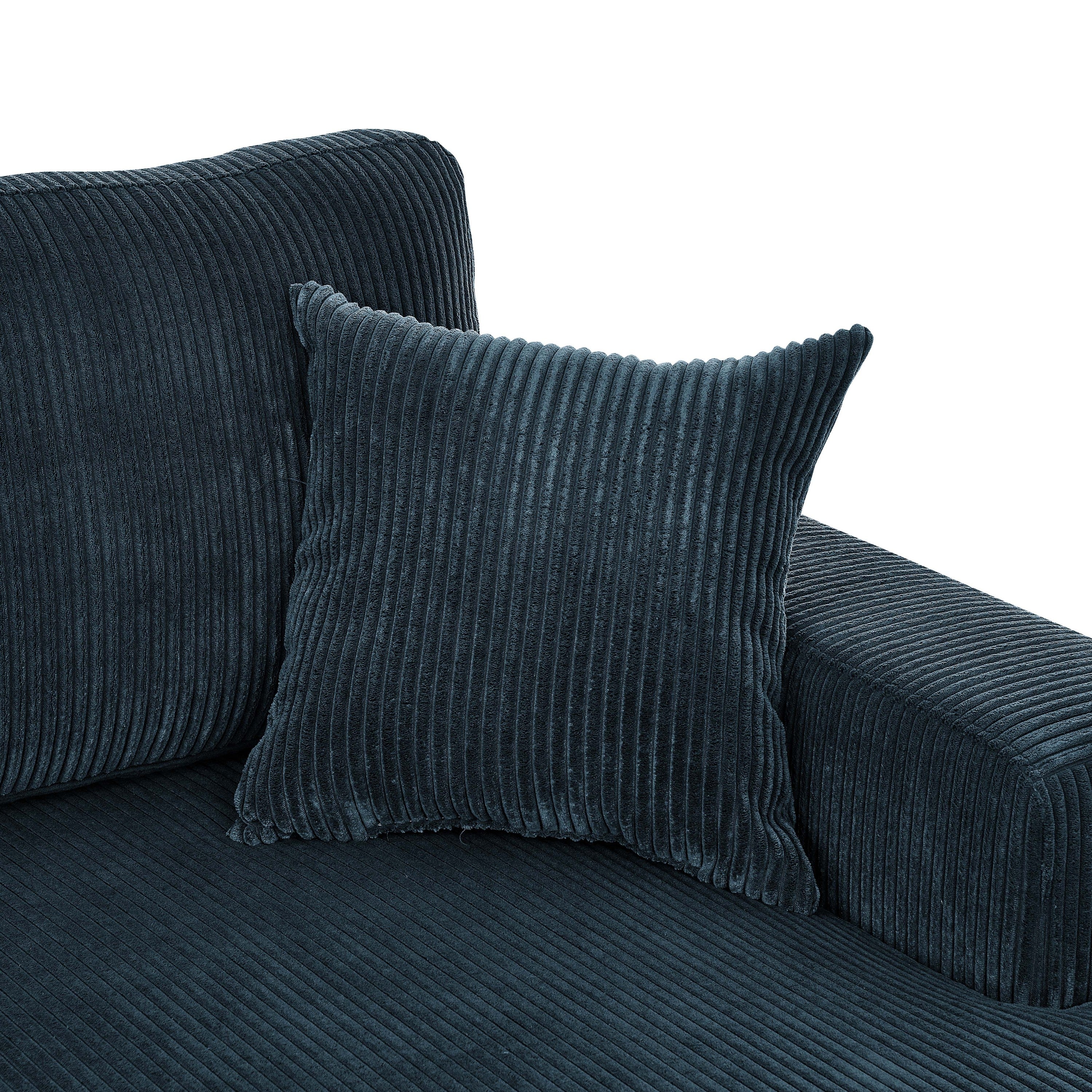 Walker Edison | Coastal Teal Corduroy Double Chaise Cloud Sectional Sofa