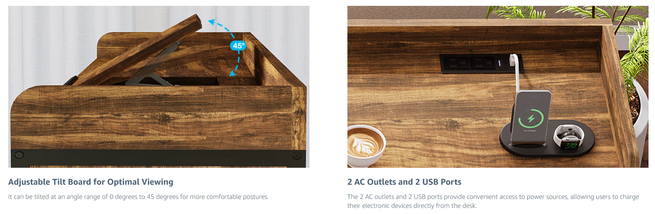 Walker Edison | Height Adjustable Queen Size Overbed Desk Table with Wheels