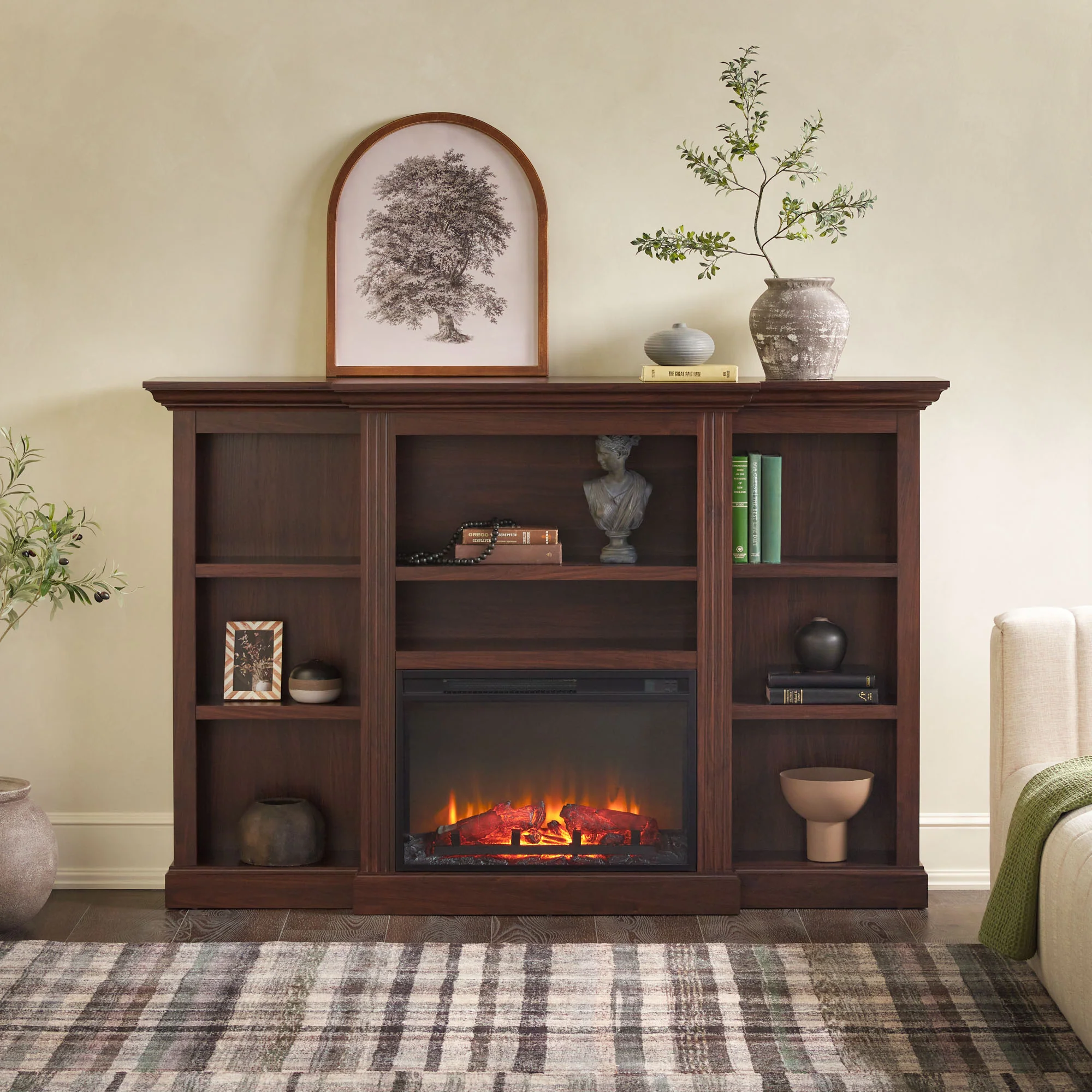 Cullen 70 Traditional Electric Fireplace with Mantel and Shelves