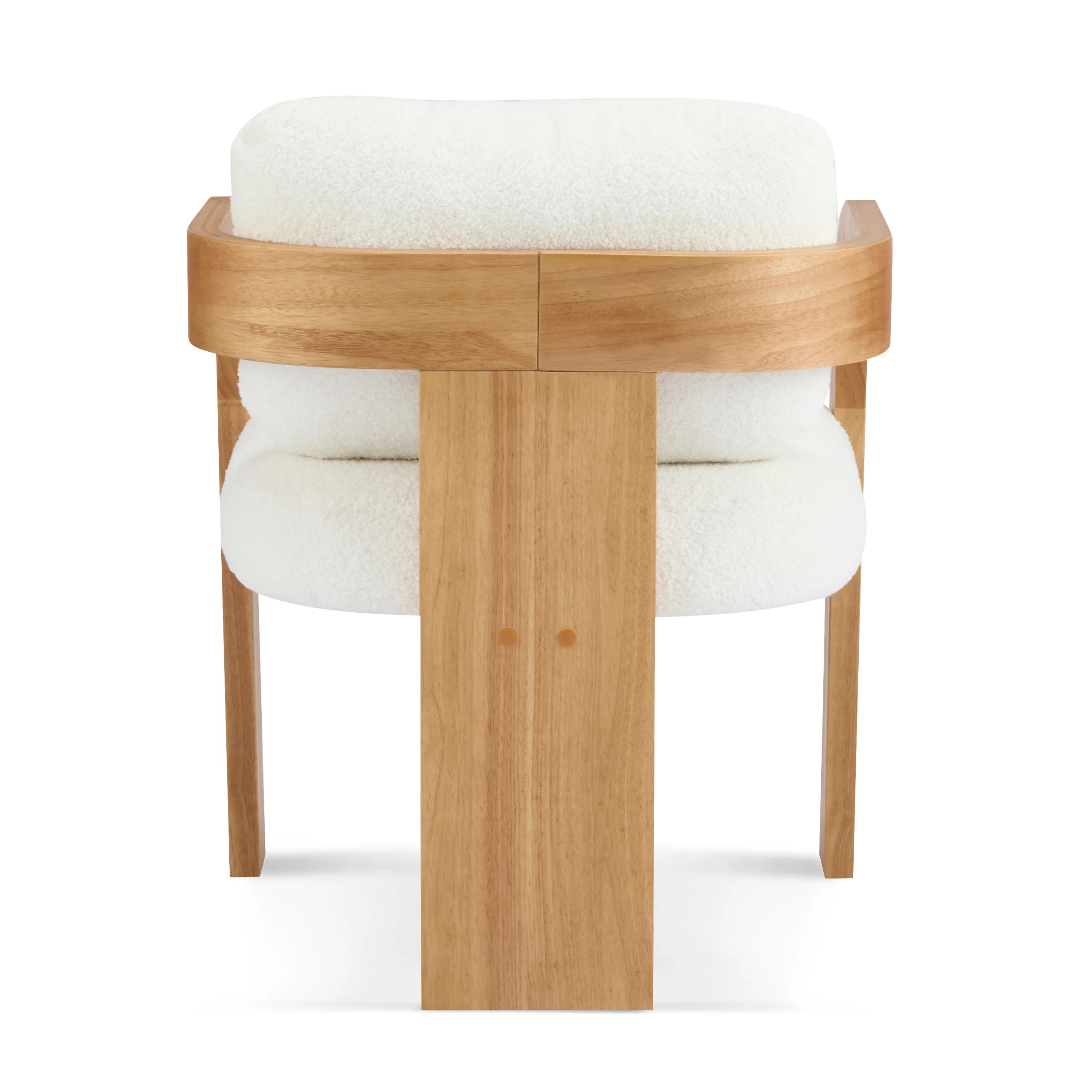 White Boucle 2 Pack Dining Chairs with Pillow Back and Solid Wood Frame