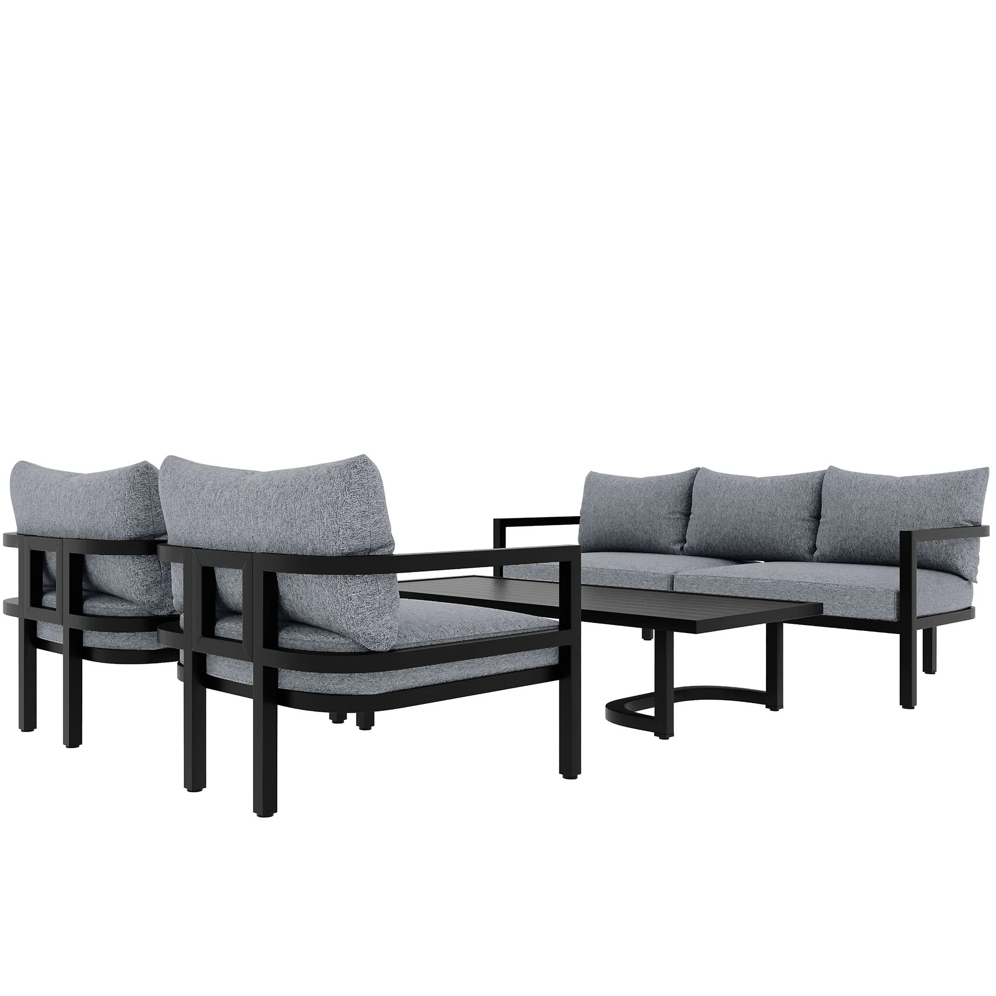 Walker Edison | Outdoor Patio Steel 4 Piece Sofa Set