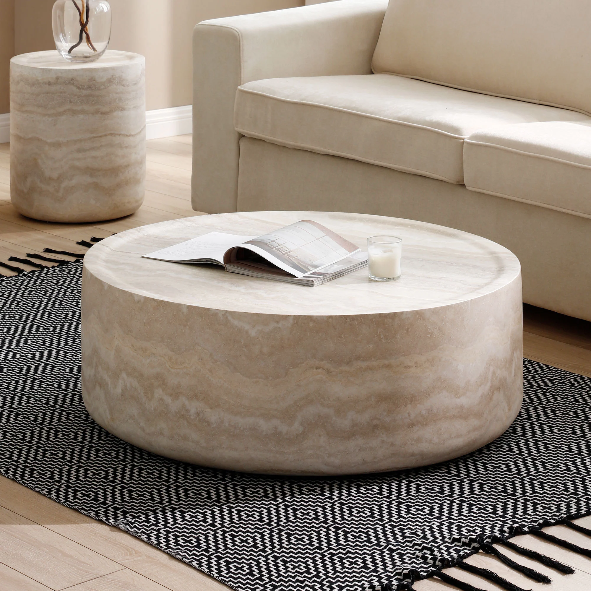 Walker Edison | Faux Marble Pattern Modern Coffee Table