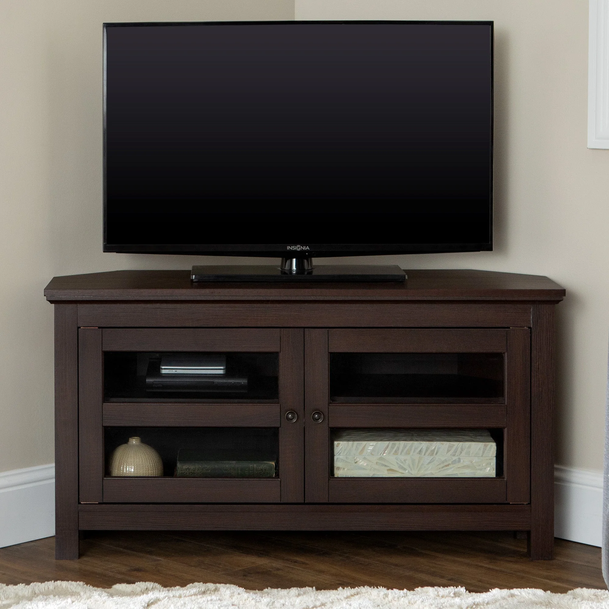 Farmhouse Cordoba 44 Transitional Modern Wood Corner TV Stand