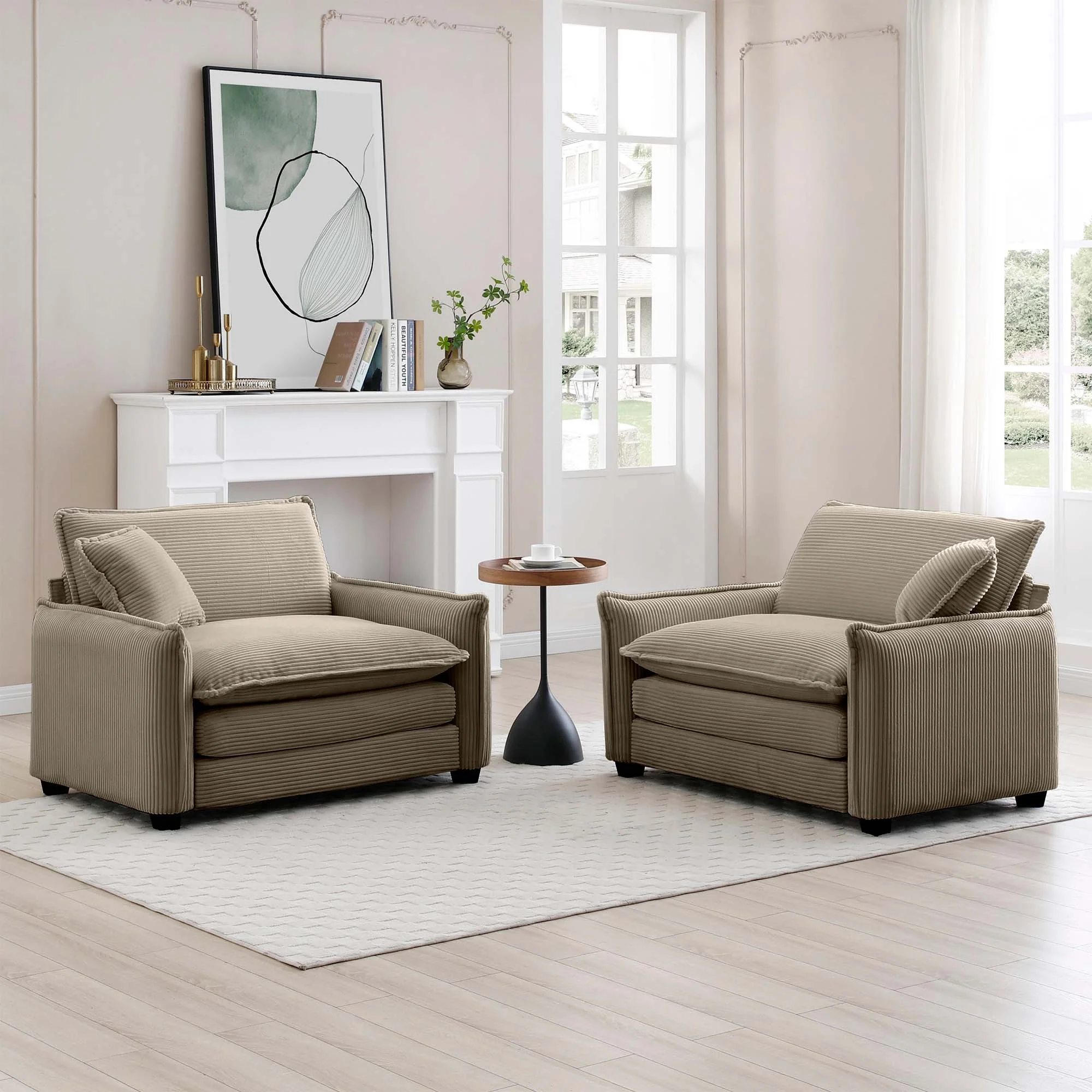 Walker Edison | Corduroy Cloud Deep Seated Accent Sofa Chairs