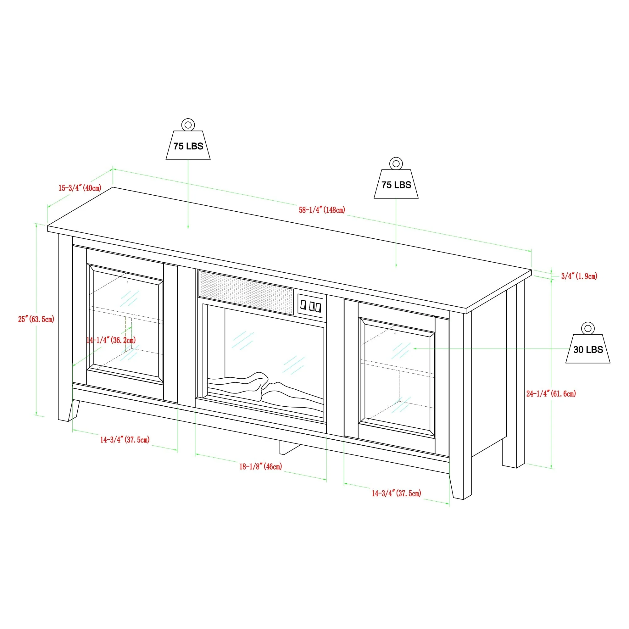 58 Traditional Electric Fireplace TV Stand