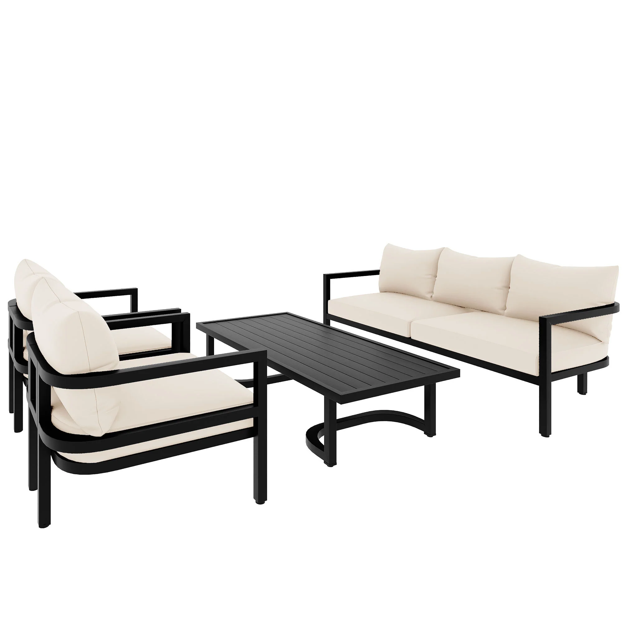 Walker Edison | Curve Design Steal Outdoor Sofa Set