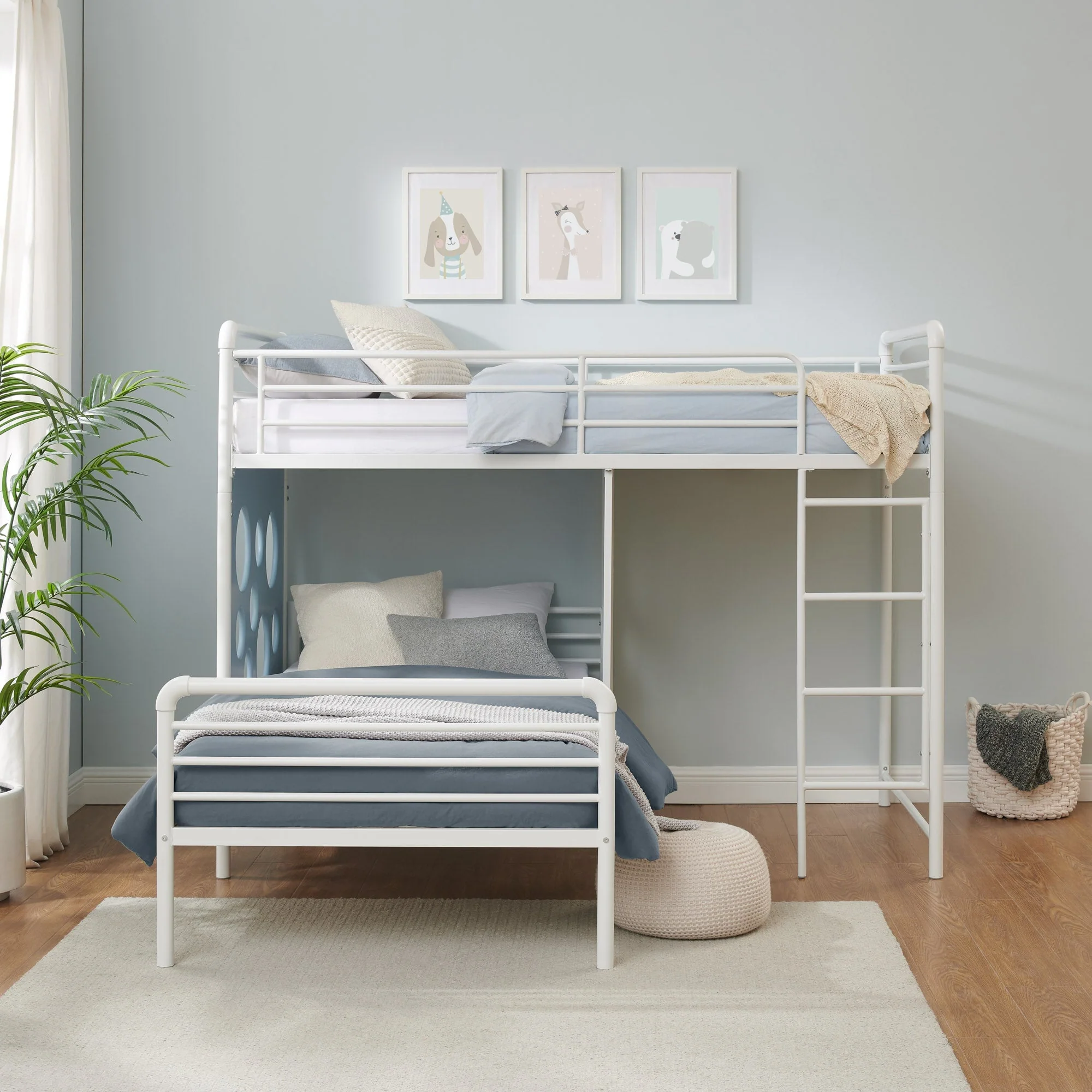 Devan 60 L-Shape Bunk Bed with Cut Out Panels