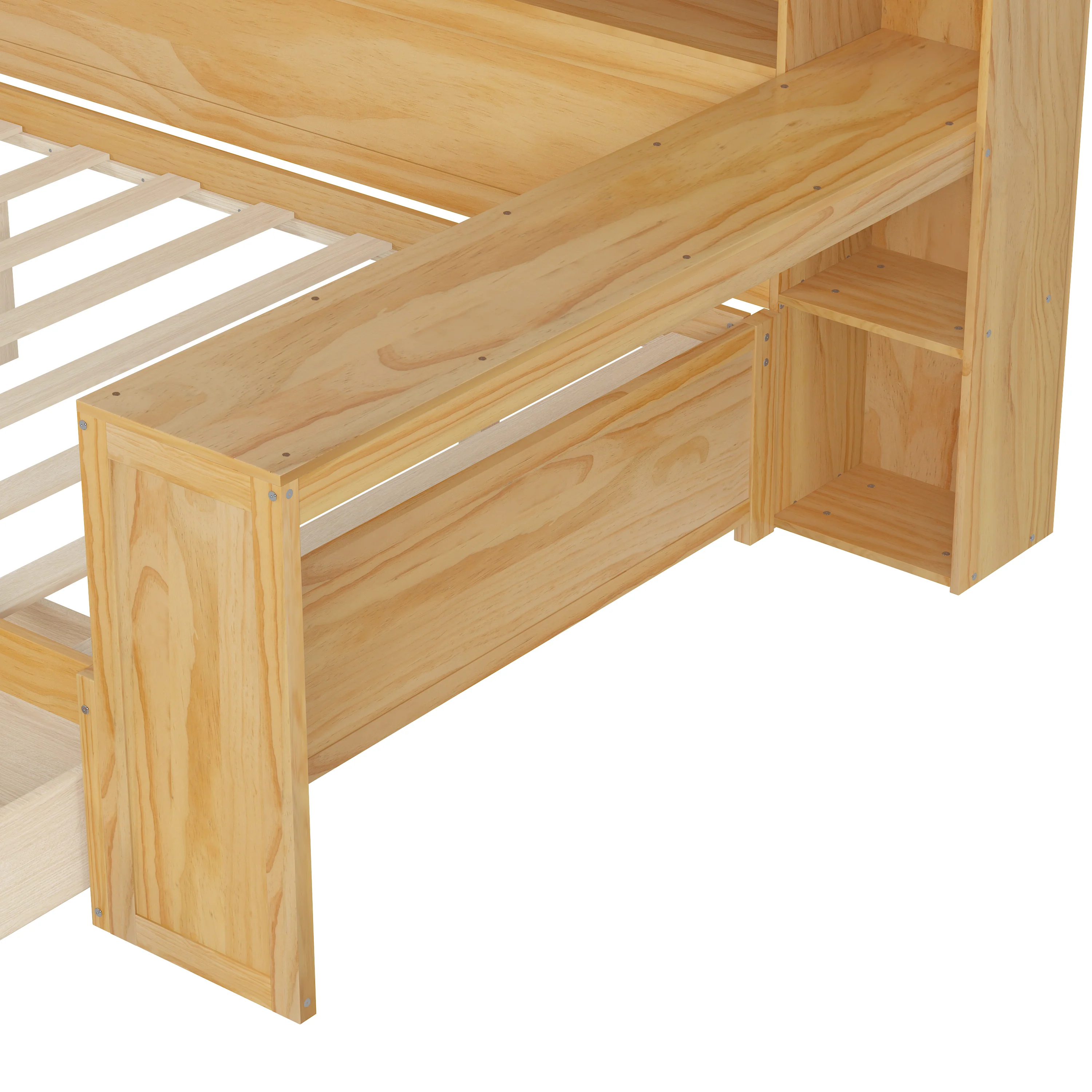 Walker Edison | Multi-functional Wooden Full Size Daybed with Storage Shelves