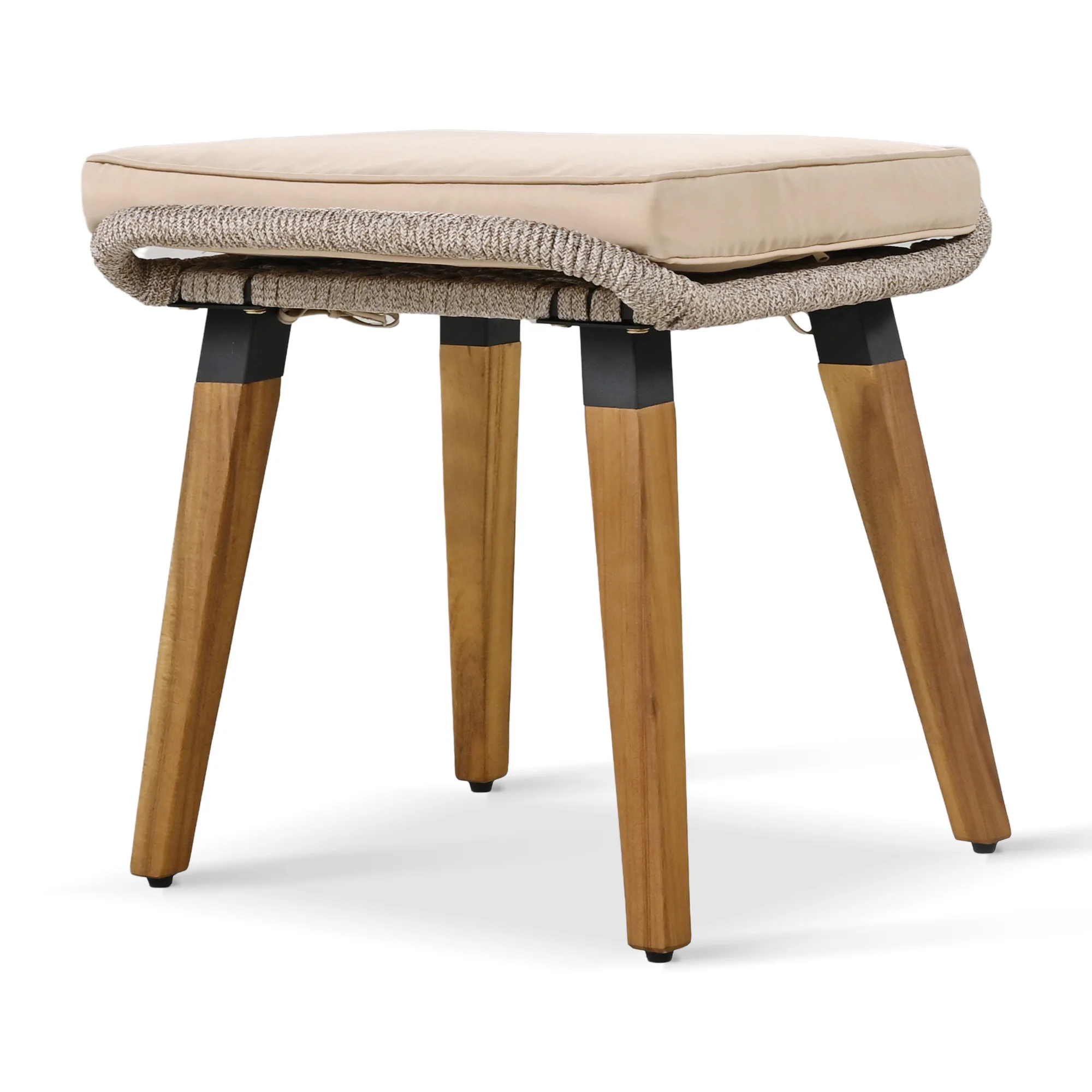 Walker Edison | 5 Piece Outdoor Patio Chat Set with Ottomans and Side Table