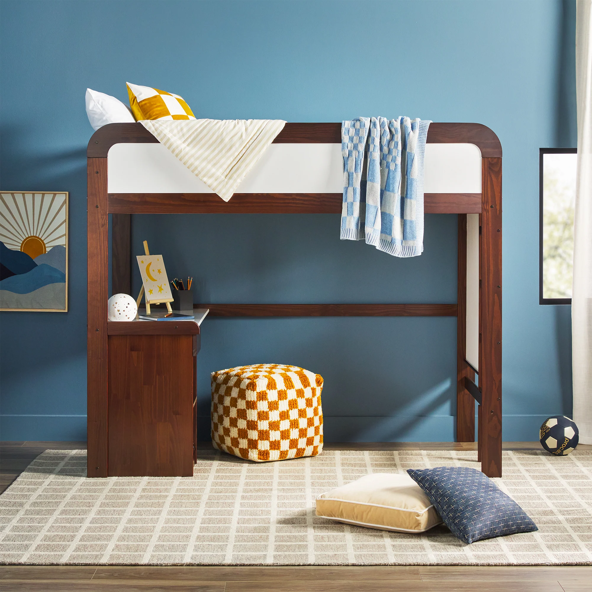 Adyn Contemporary Twin Loft Bunk Bed with Desk