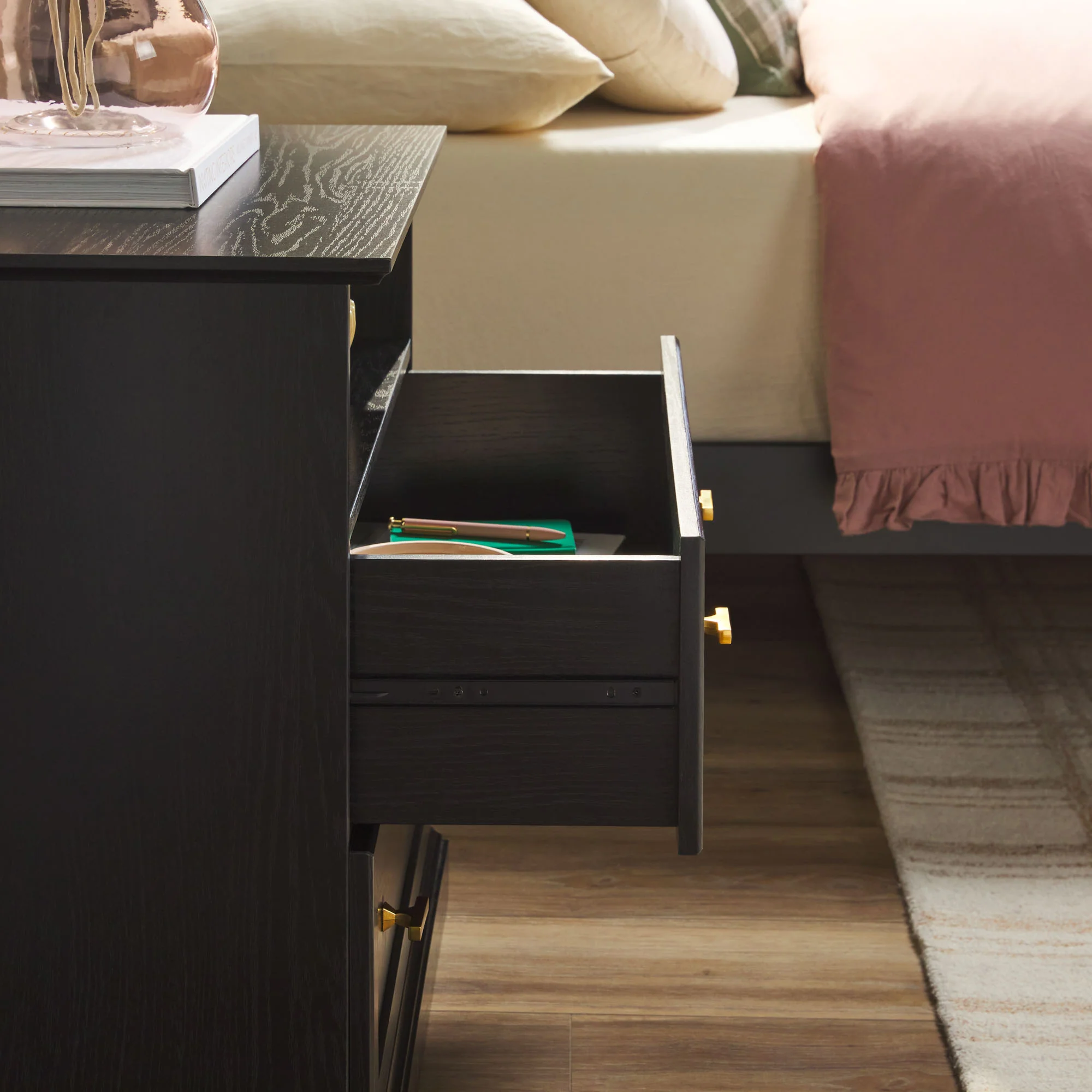 Clyde Modern Farmhouse Easy Assembly 2-Drawer Nightstand Side Table