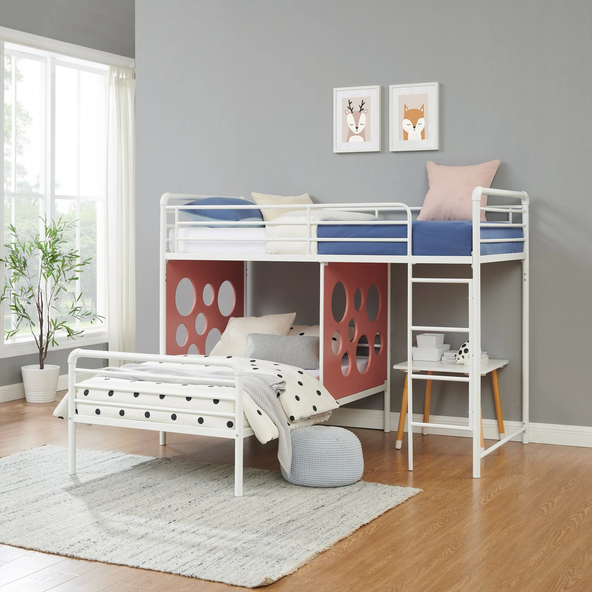 Devan 60 L-Shape Bunk Bed with Cut Out Panels