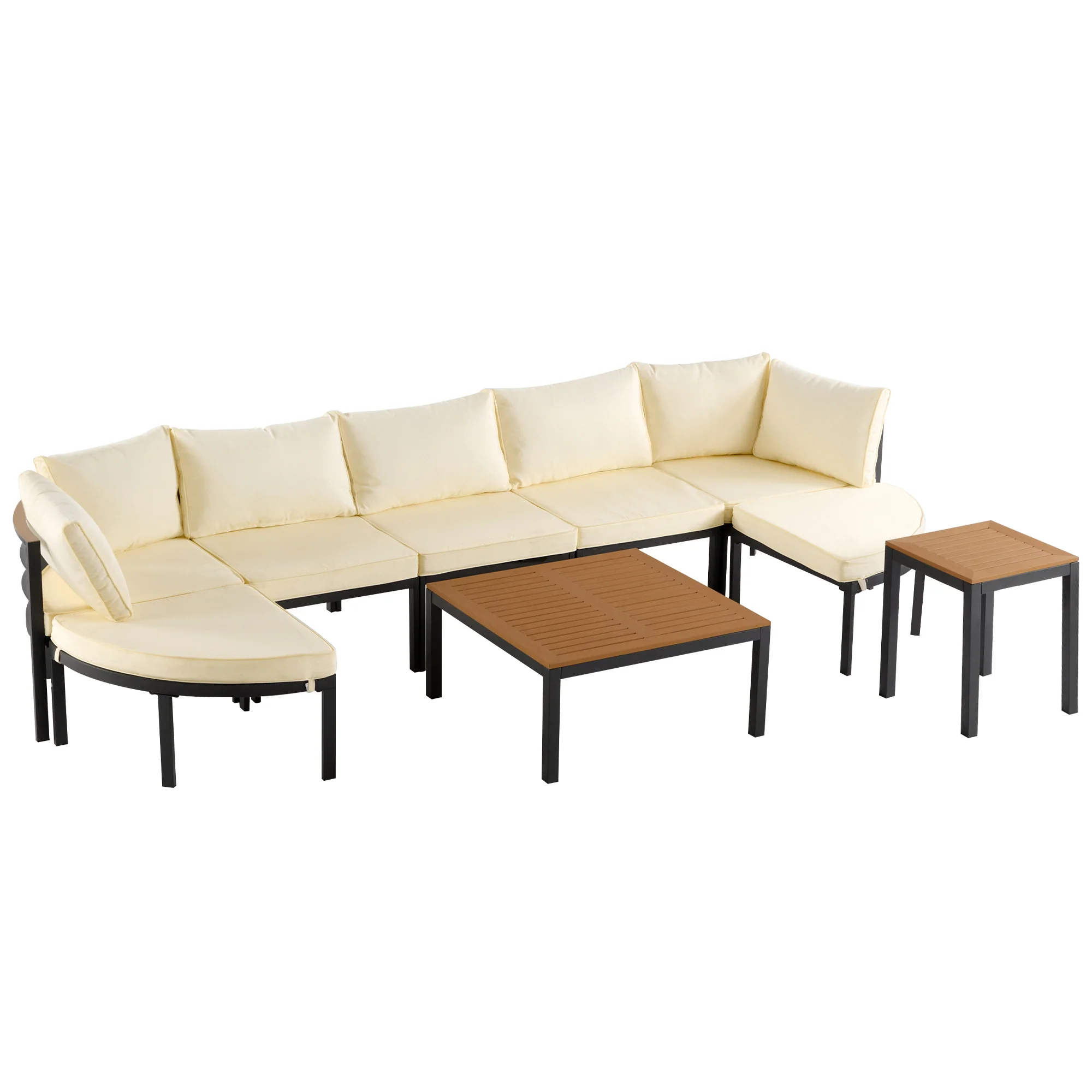 Walker Edison | Modern Outdoor Sectional Sofa Set with Tables