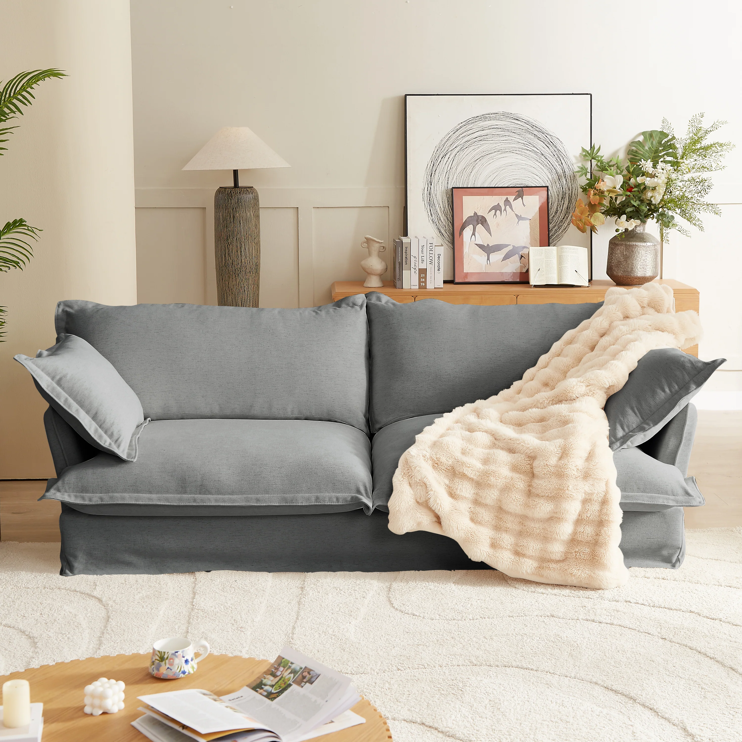 Walker Edison | Modern Comfy Pillow Top Loveseat Sofa