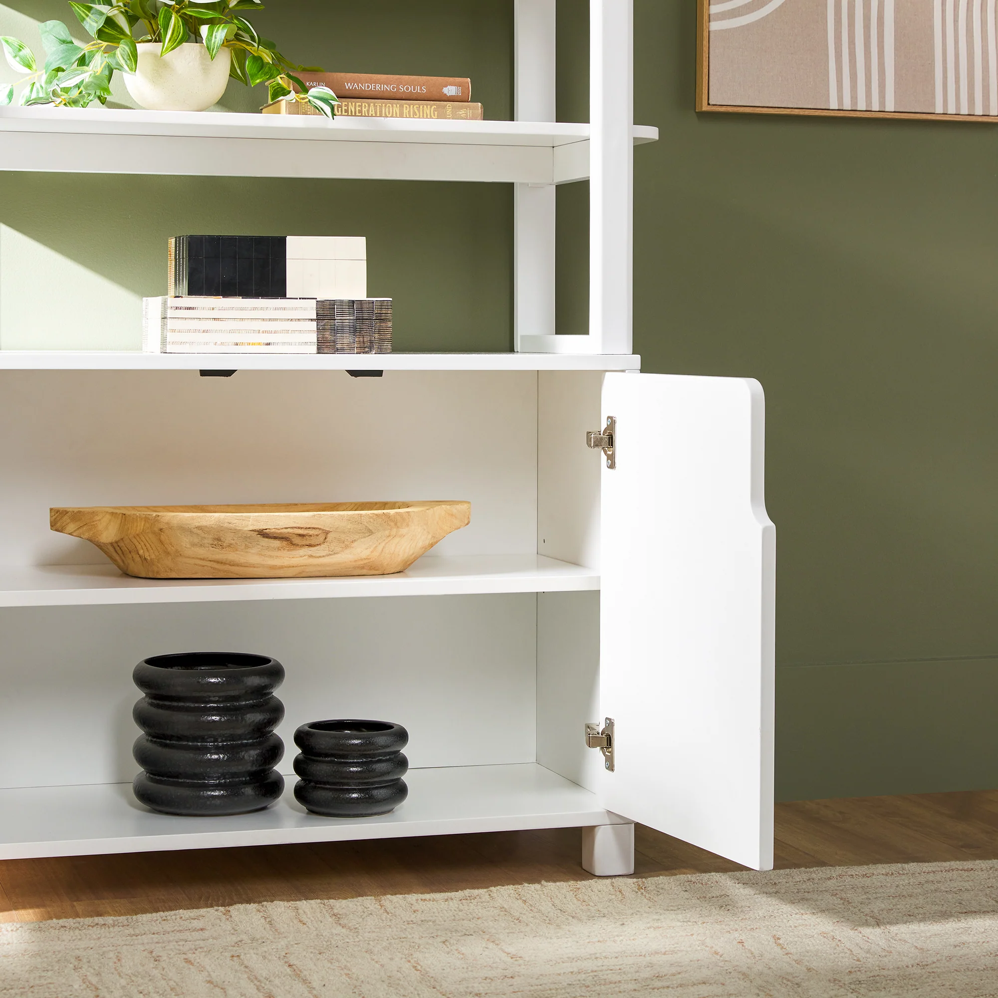 Zoey Modern Arched Wood Cabinet Storage Bookcase