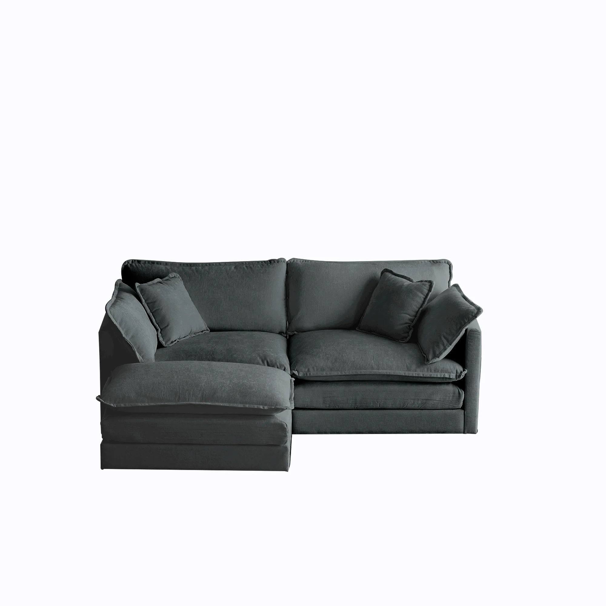 Walker Edison | Chenille Two-Seater Sofa with Ottoman