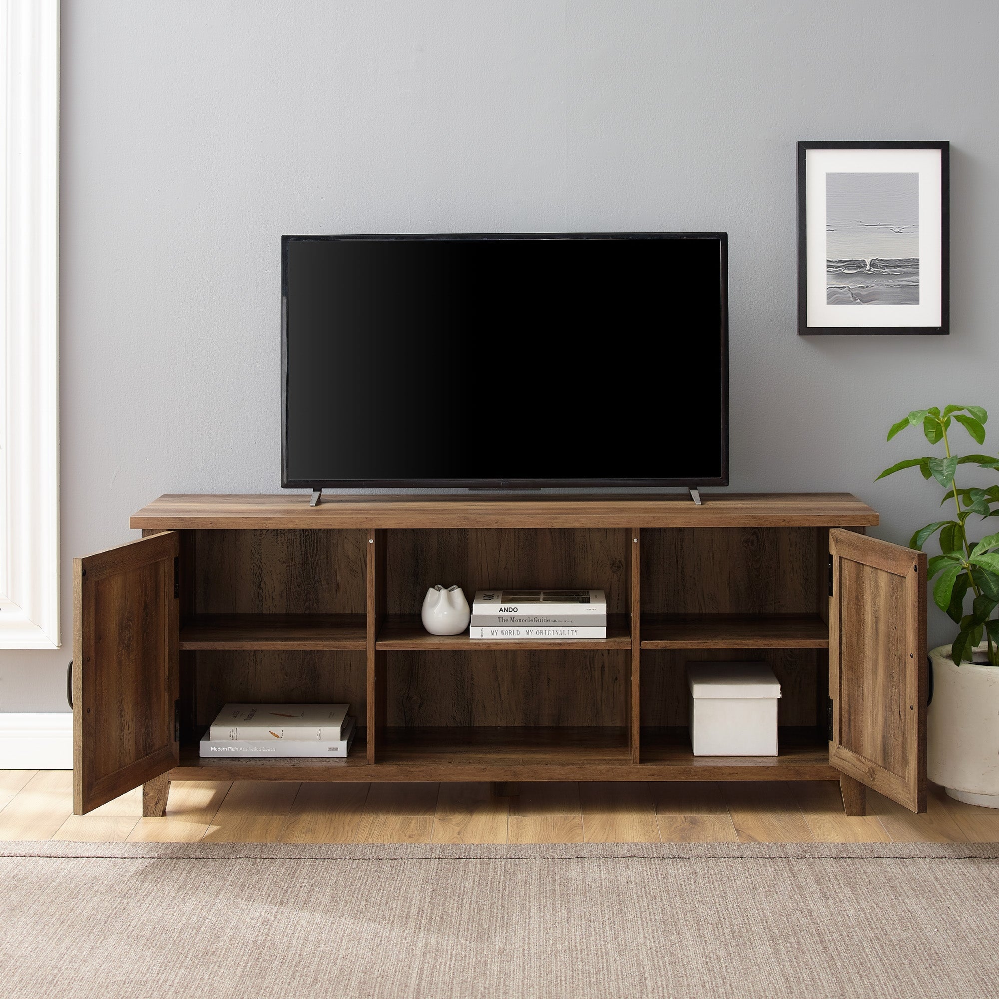 Farmhouse 58 Modern Grooved 2 Door TV Stand