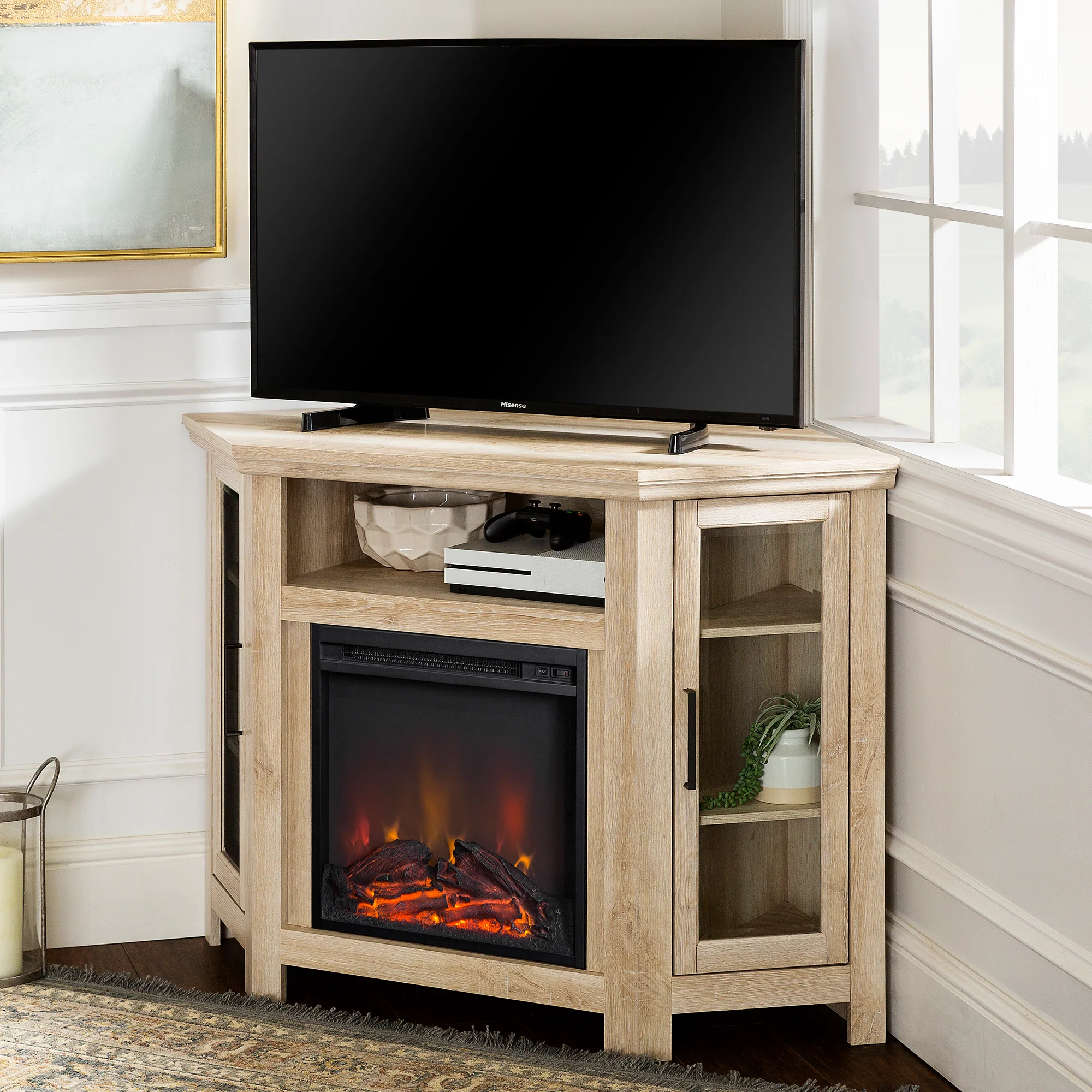 Barn 48 Wood Corner Fireplace TV Stand