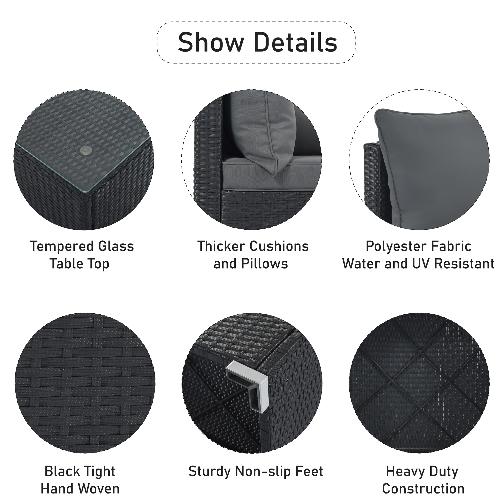 Walker Edison | 8-Pieces Outdoor Patio Wicker Furniture Sets