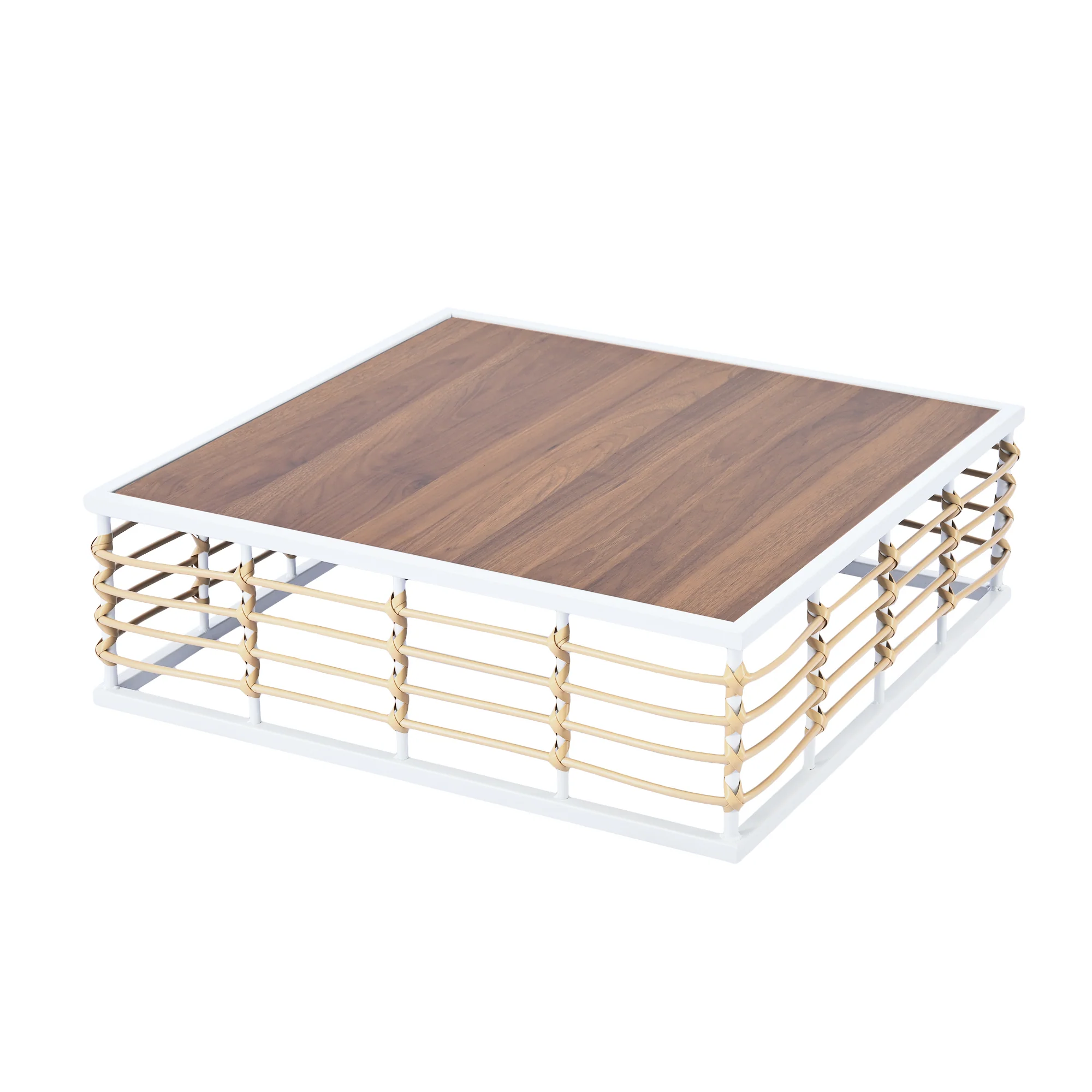 Walker Edison | White Modern Minimalist 7-Piece Metal Outdoor Patio Sectional Sofa Set