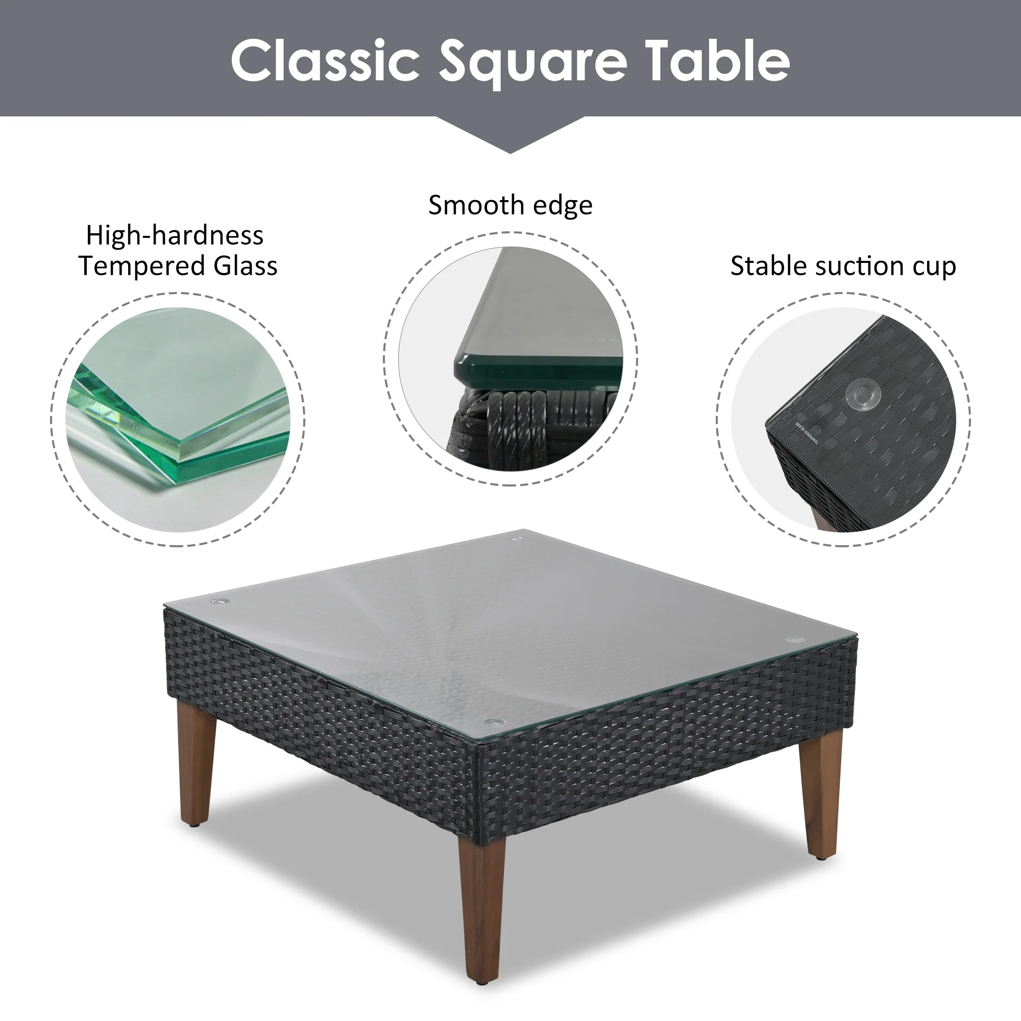 Walker Edison | Black 4-pieces Outdoor Wicker Sofa Set