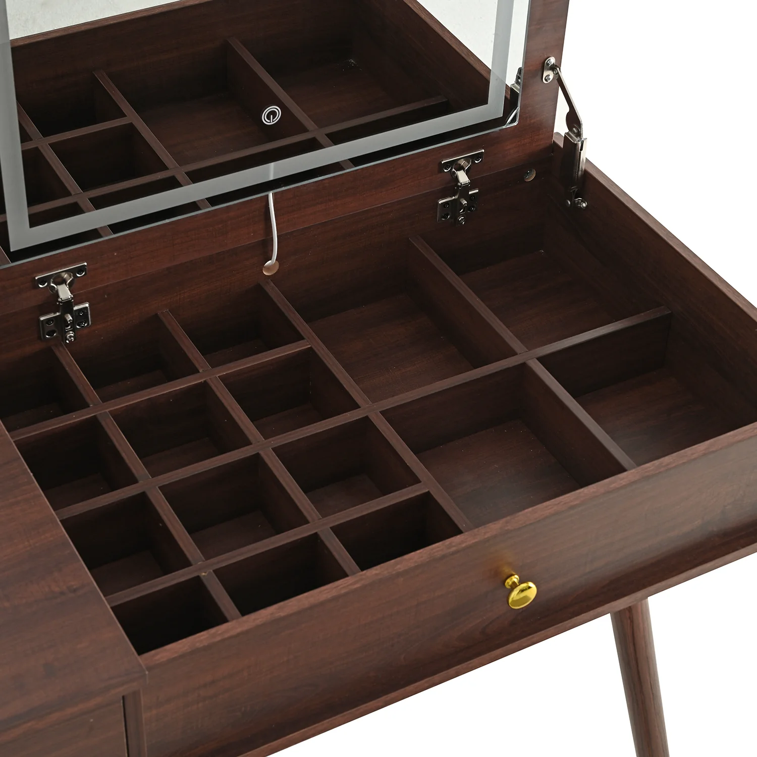 Walker Edison | 3-in-1 Makeup Vanity Desk with Lighted Flip-Top Mirror and Stool