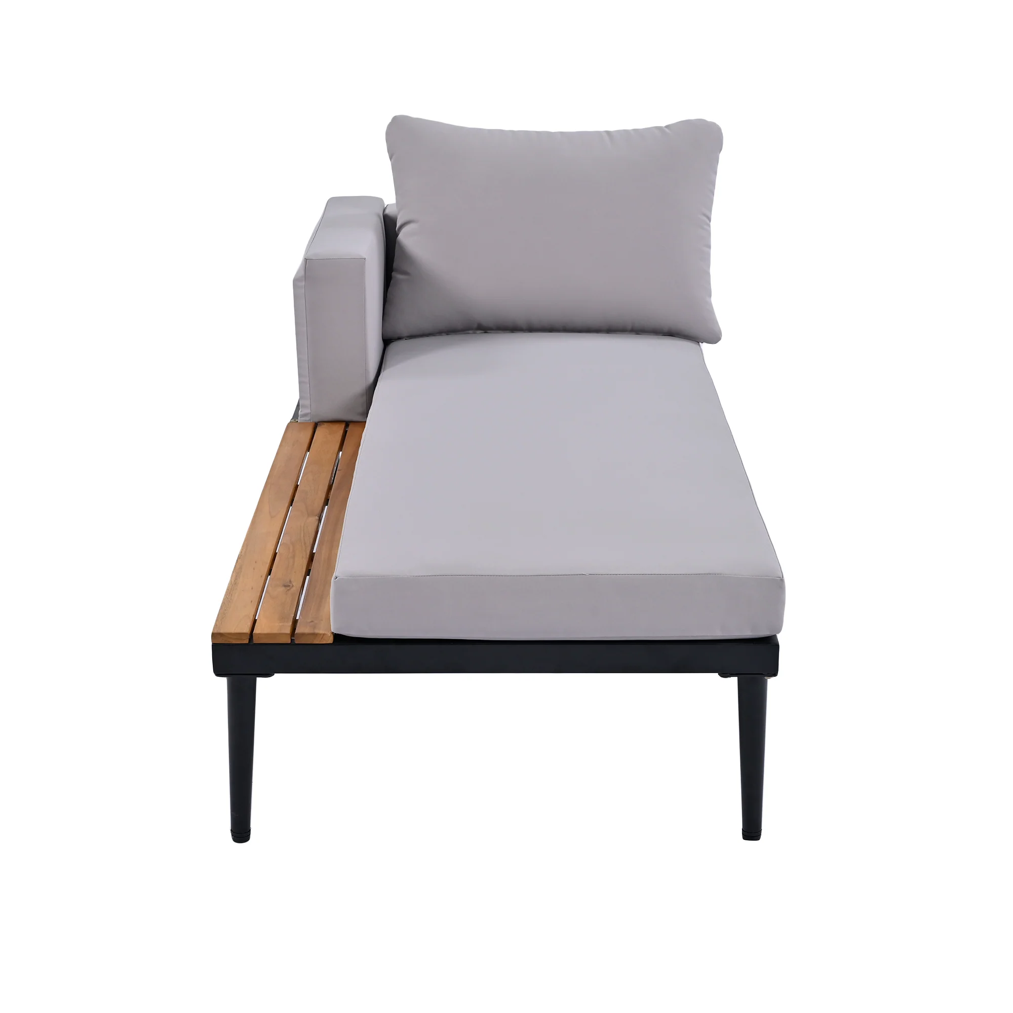 Walker Edison | Modern Outdoor Patio Daybed with Wood Topped Side Tables