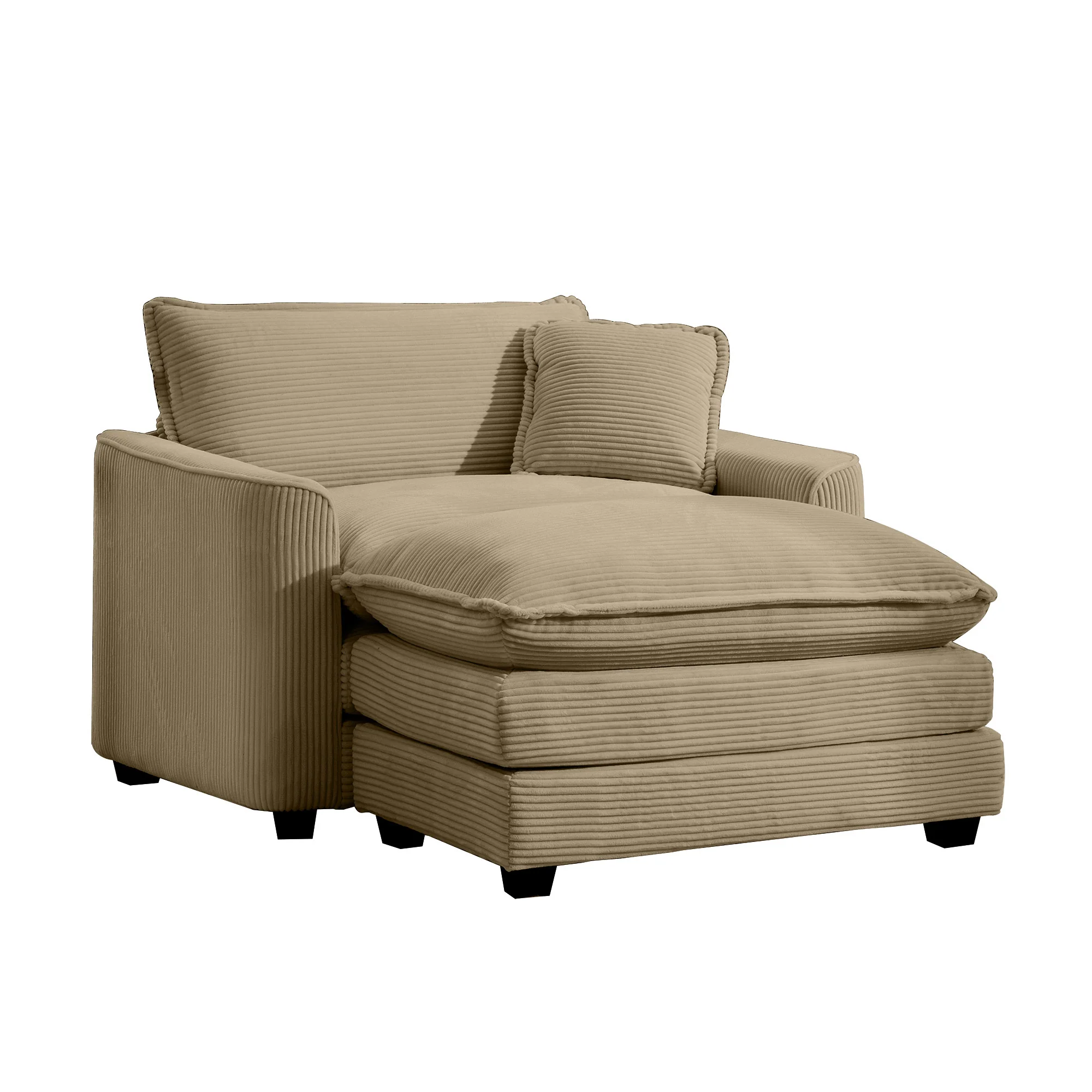 Walker Edison | Corduroy Deep Seat Sofa Chair with Ottoman