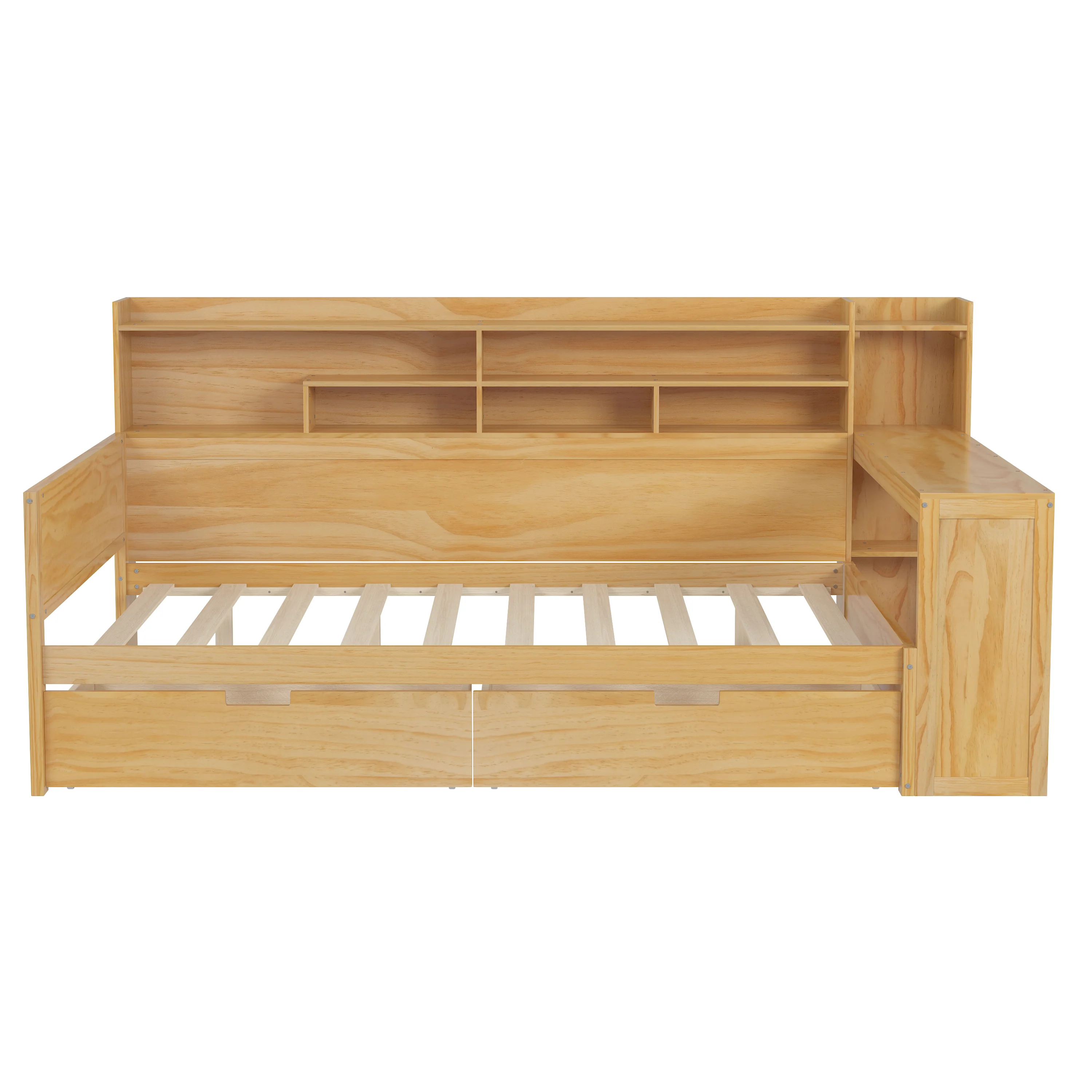 Walker Edison | Multi-functional Wooden Full Size Daybed with Storage Shelves