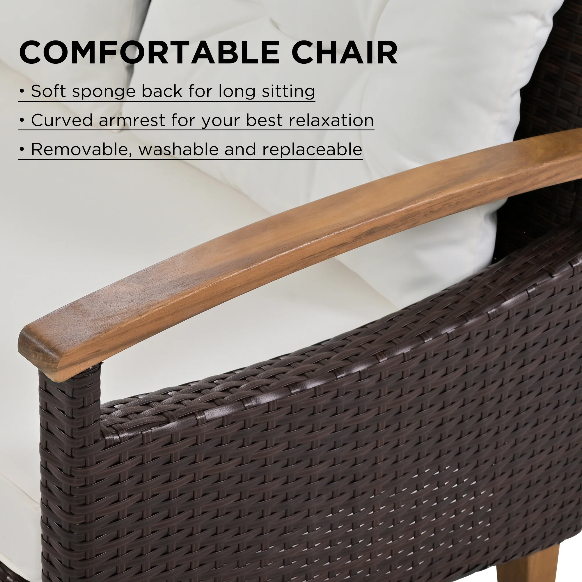 Walker Edison | 4-Piece Brown Rattan Outdoor Sofa Set with Table